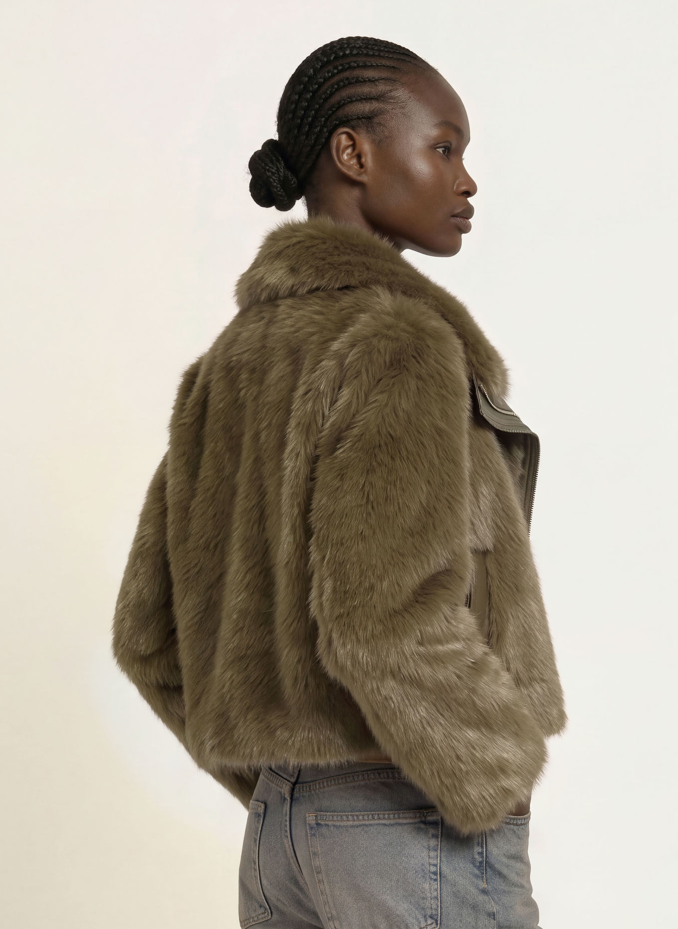 MRS & HUGS Kunstfell-Jacke: KHAKI