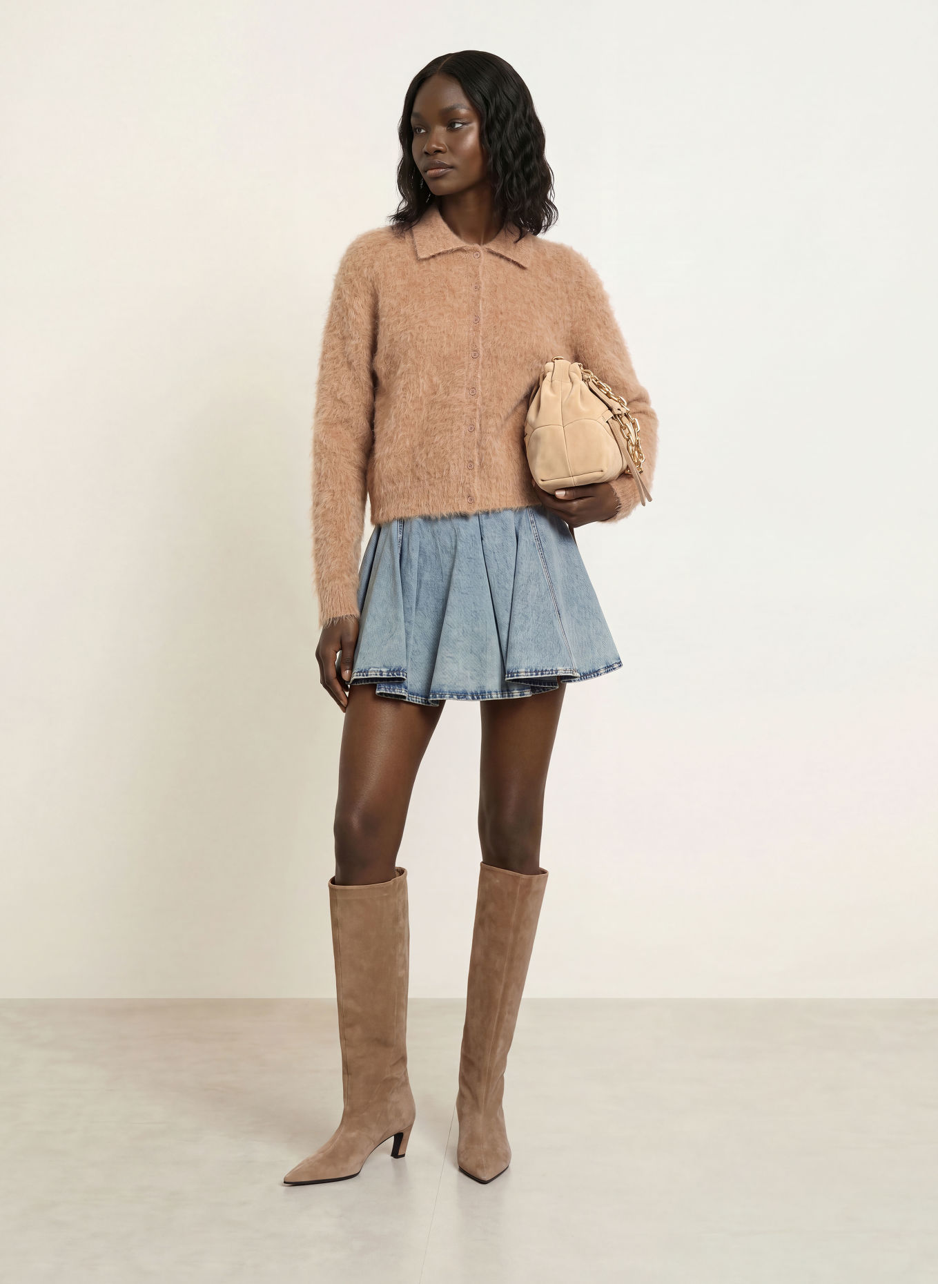 MRS & HUGS Cardigan with alpaca: BEIGE