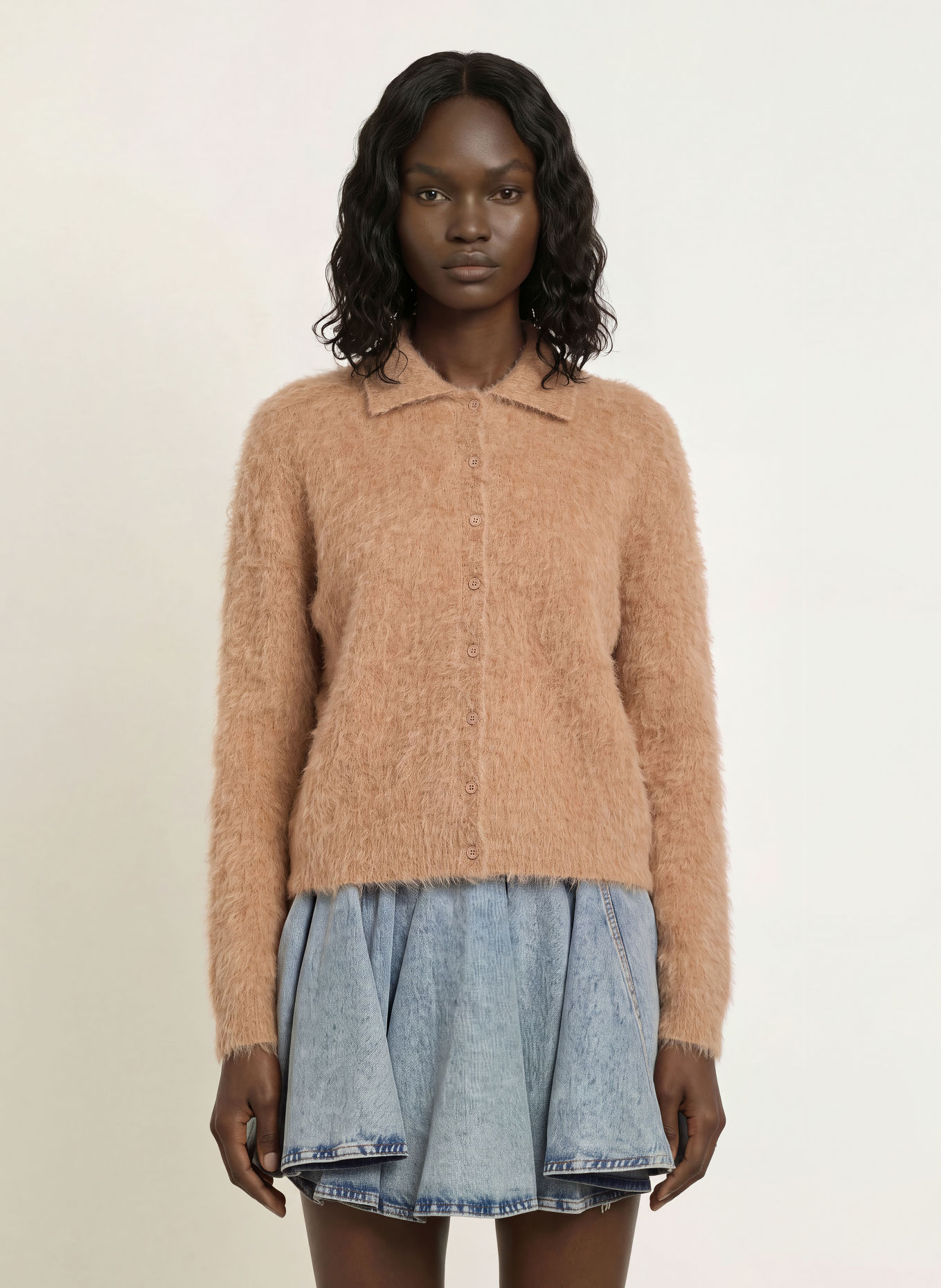 MRS & HUGS Cardigan with alpaca: BEIGE