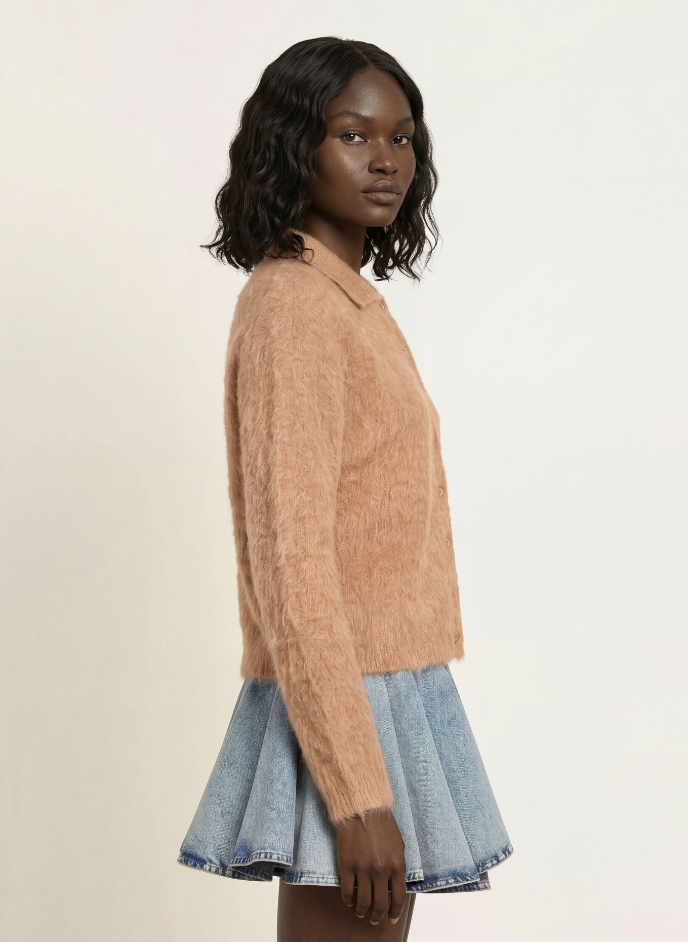 MRS & HUGS Cardigan with alpaca: BEIGE