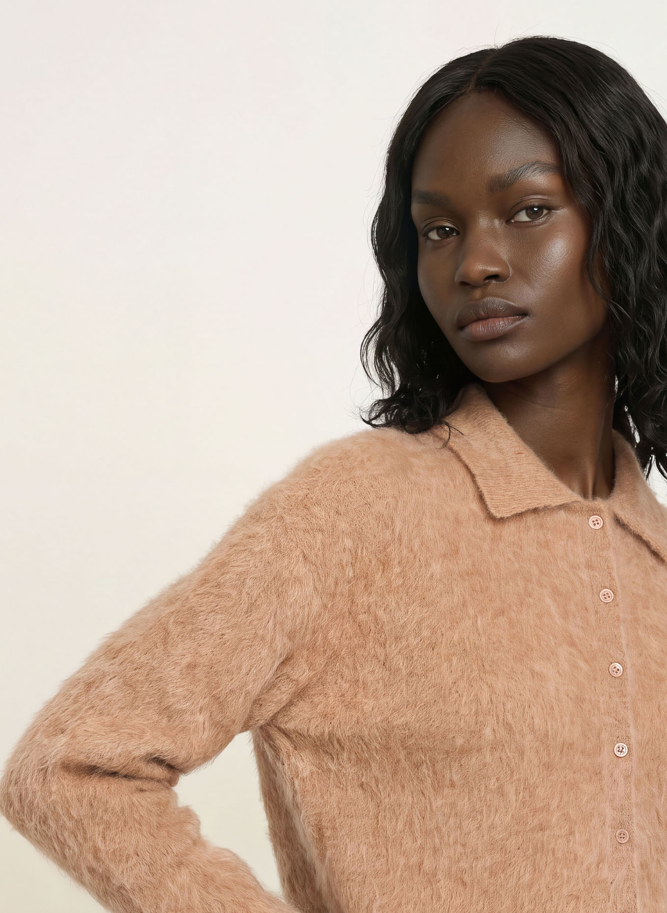 MRS & HUGS Cardigan with alpaca: BEIGE