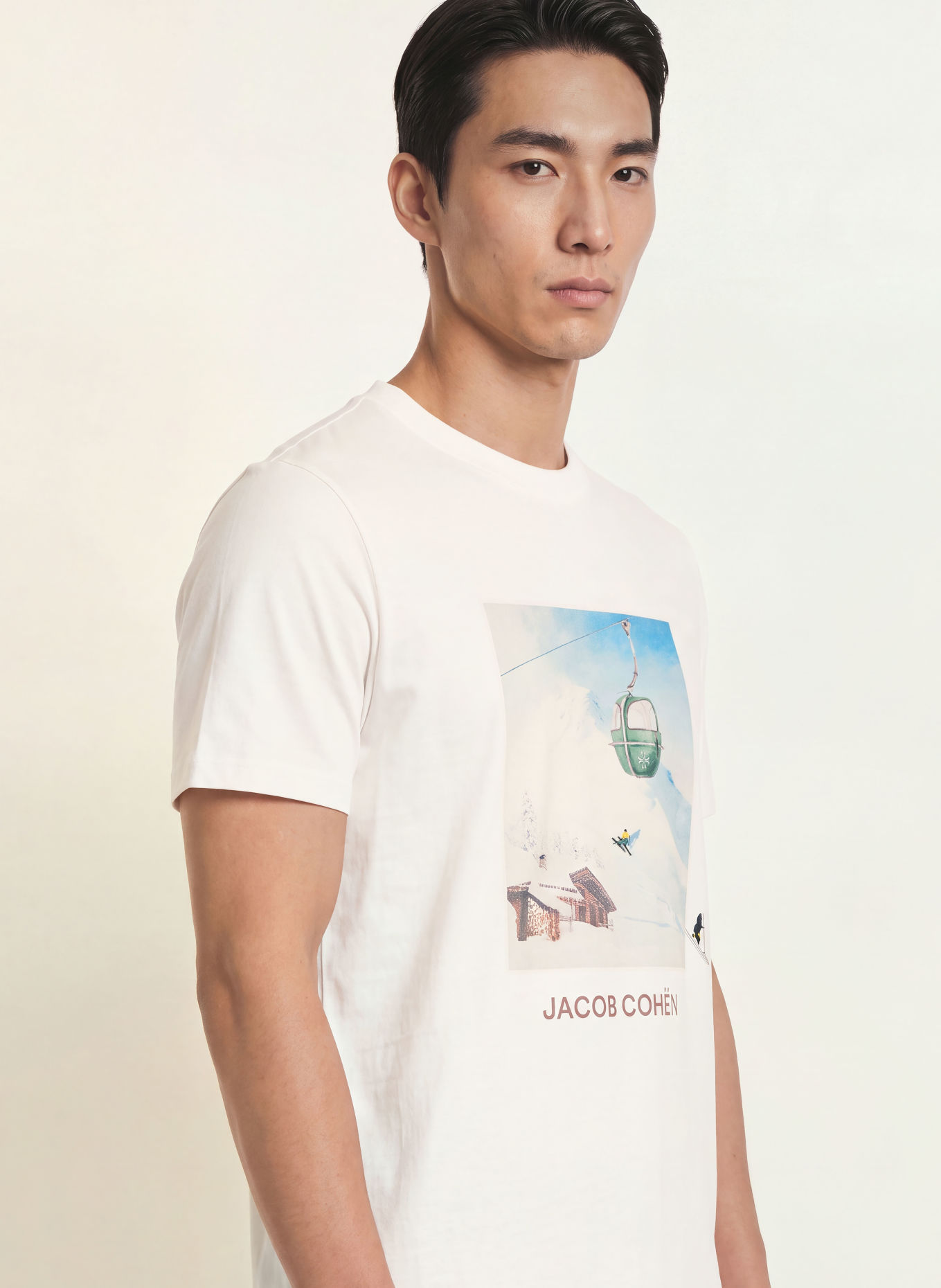 JACOB COHEN T-Shirt: CREME / GRÜN / BLAU