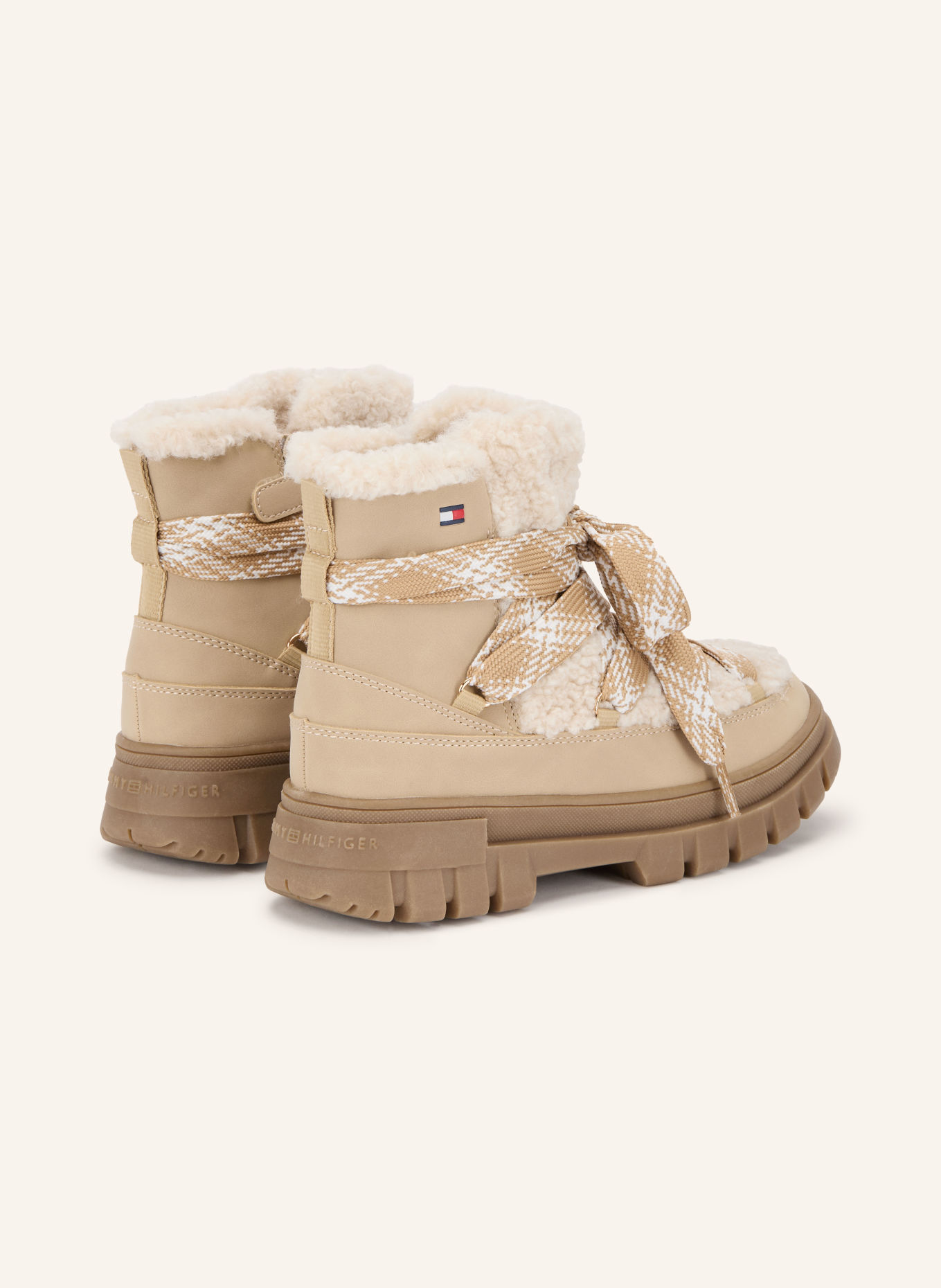 TOMMY HILFIGER Snørestøvler: BEIGE / CREME