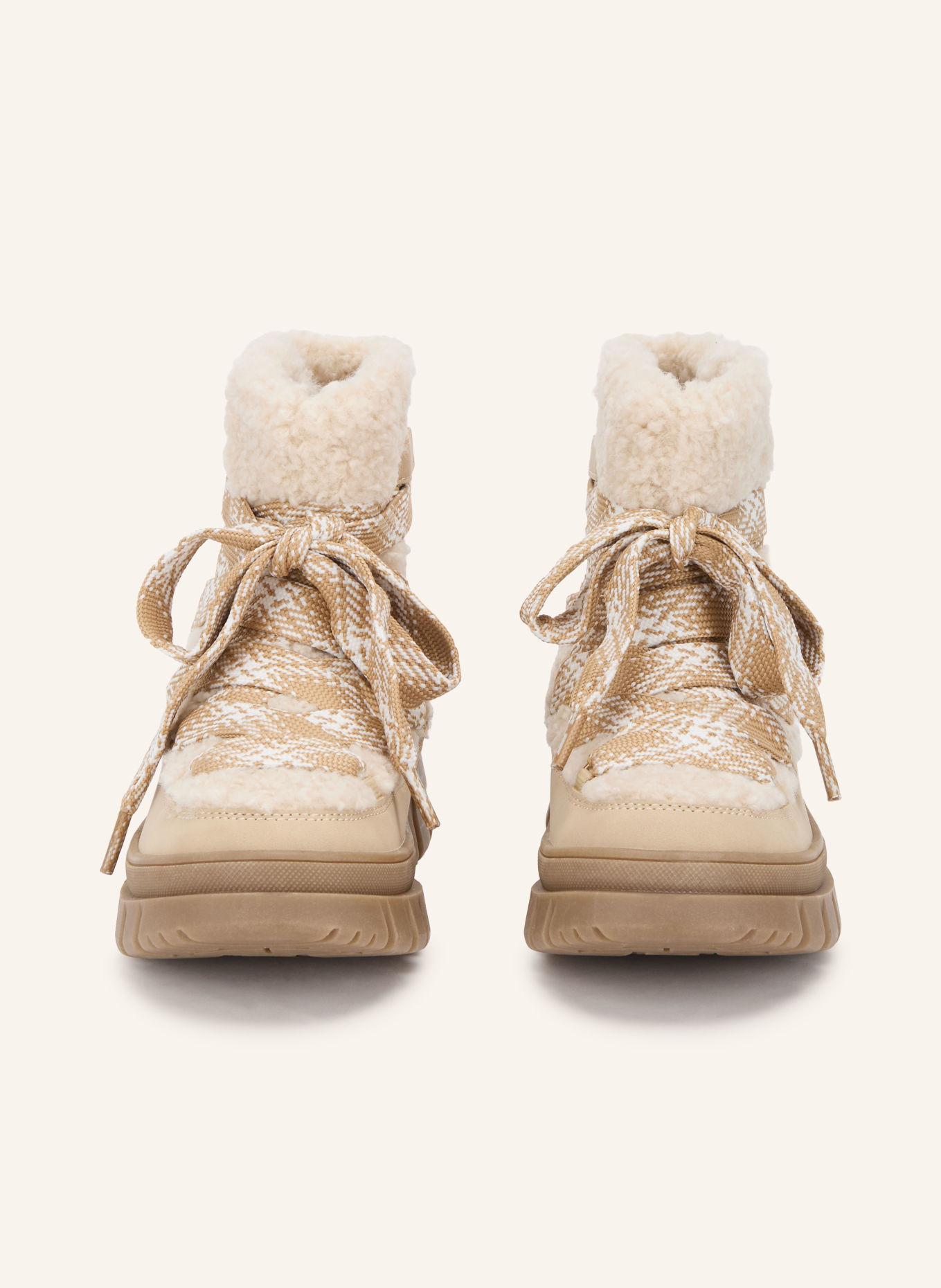 TOMMY HILFIGER Snørestøvler: BEIGE / CREME