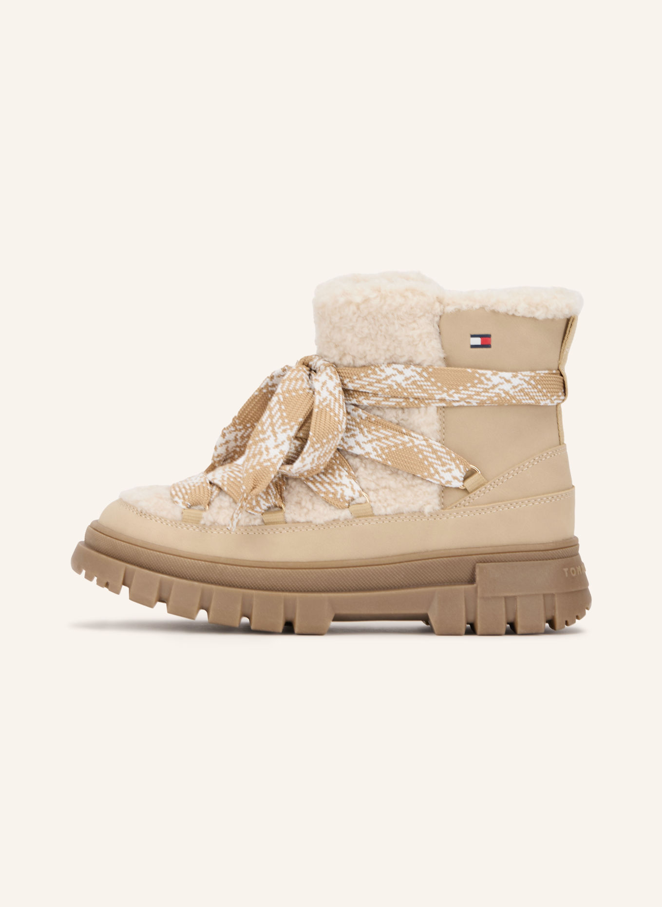 TOMMY HILFIGER Snørestøvler: BEIGE / CREME