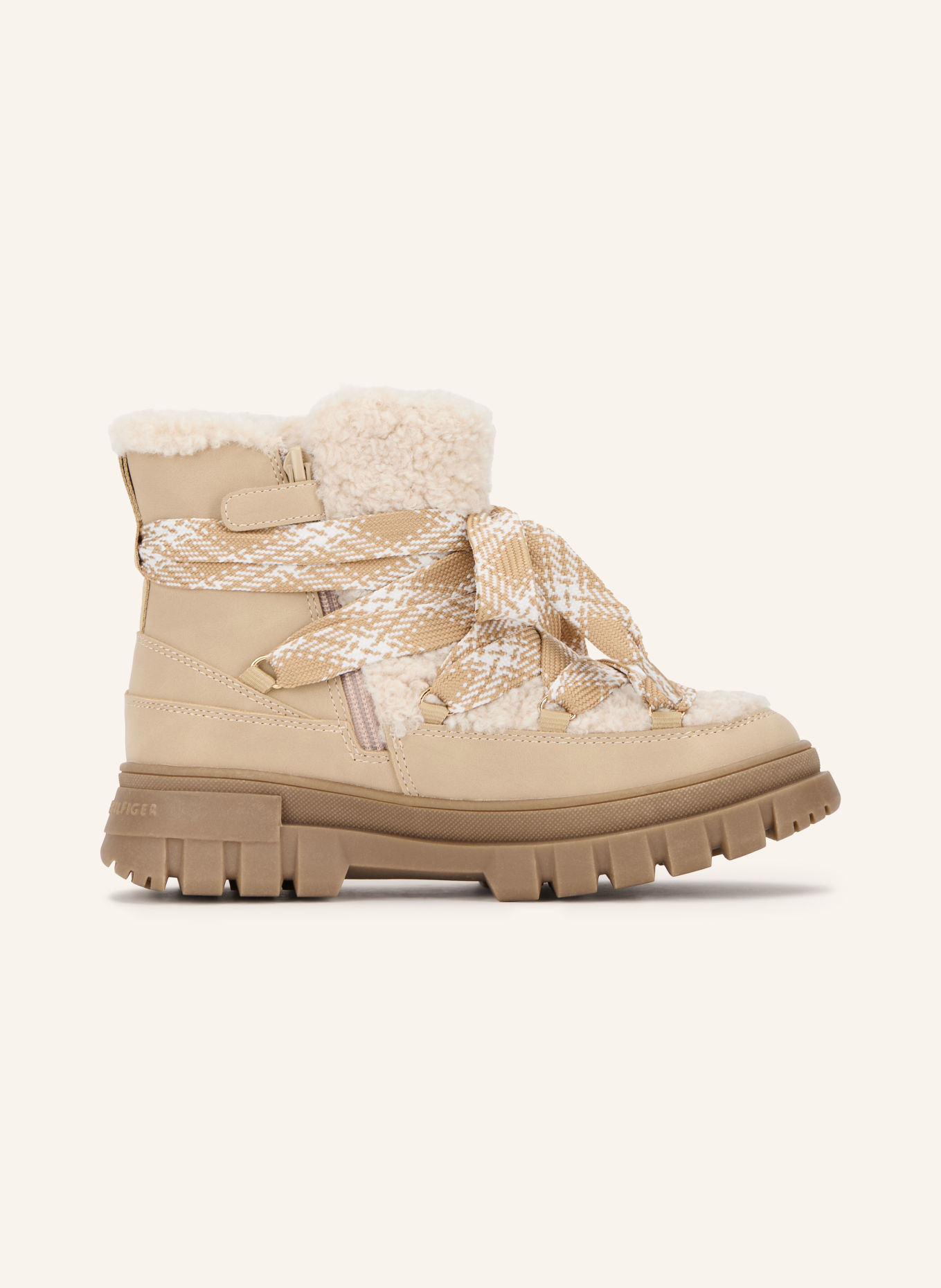 TOMMY HILFIGER Snørestøvler: BEIGE / CREME