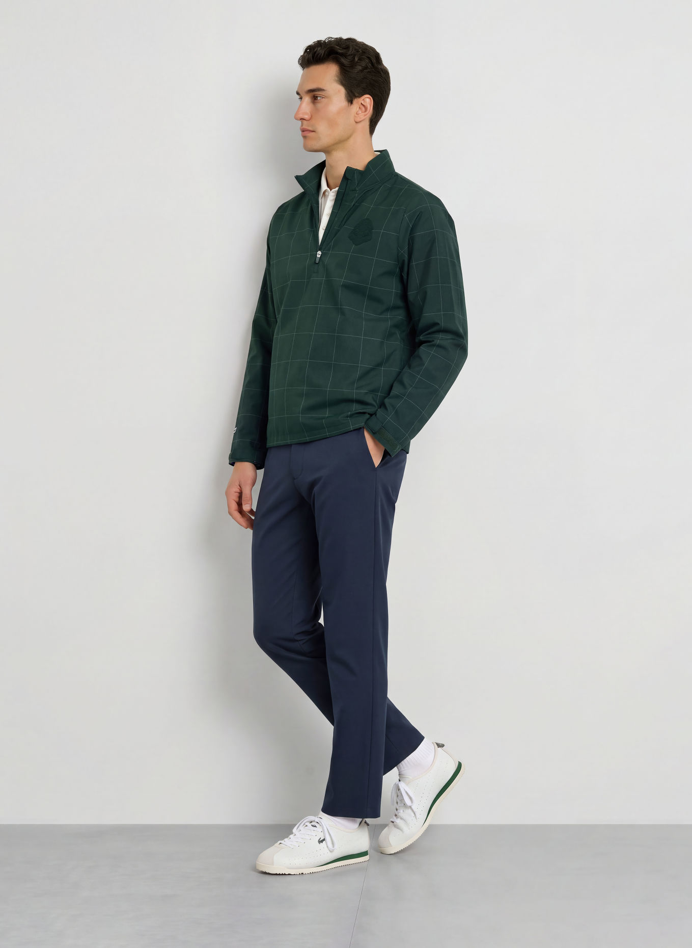 LACOSTE Schlupfjacke: DUNKELGRÜN / WEISS