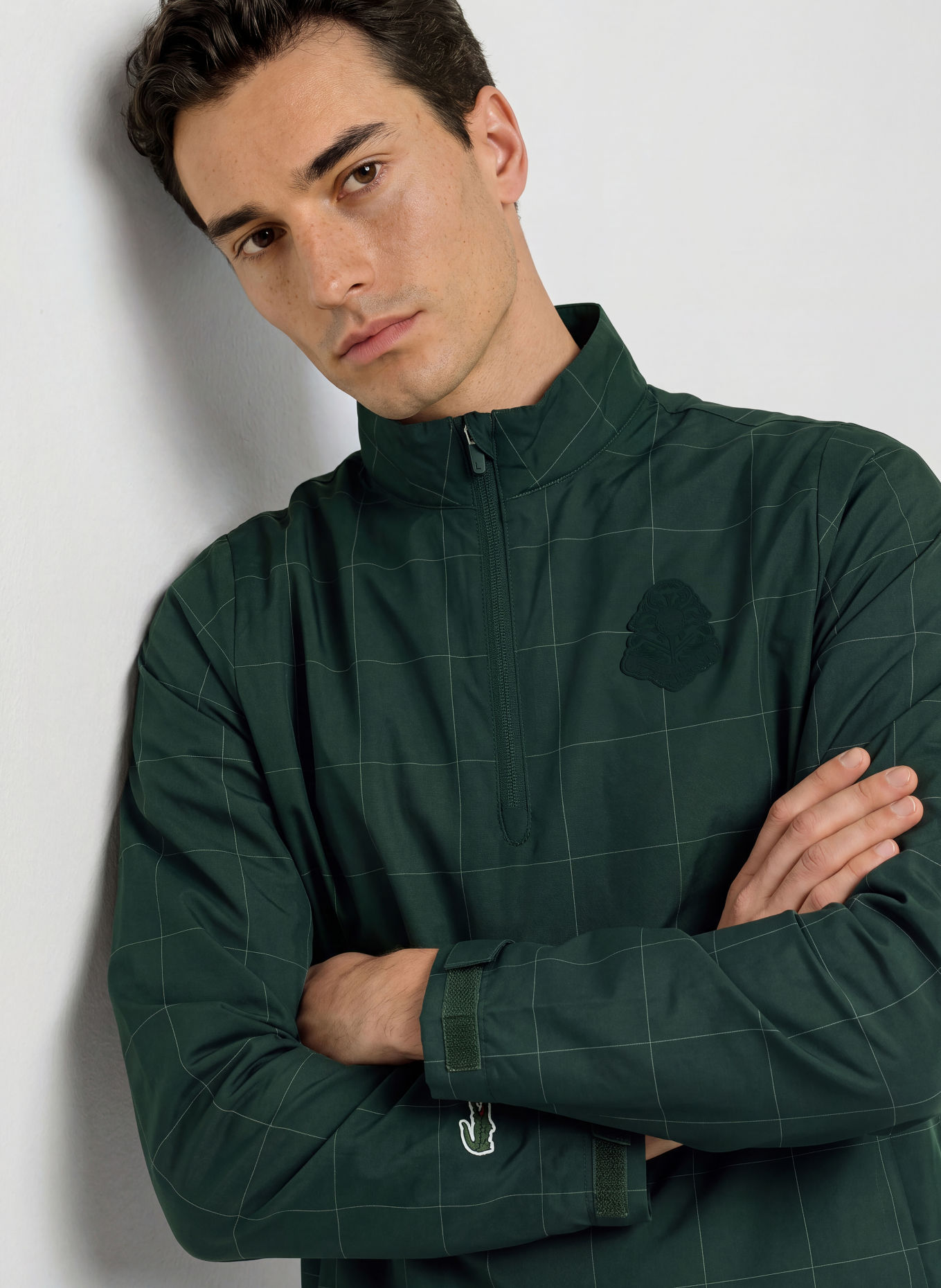 LACOSTE Schlupfjacke: DUNKELGRÜN / WEISS