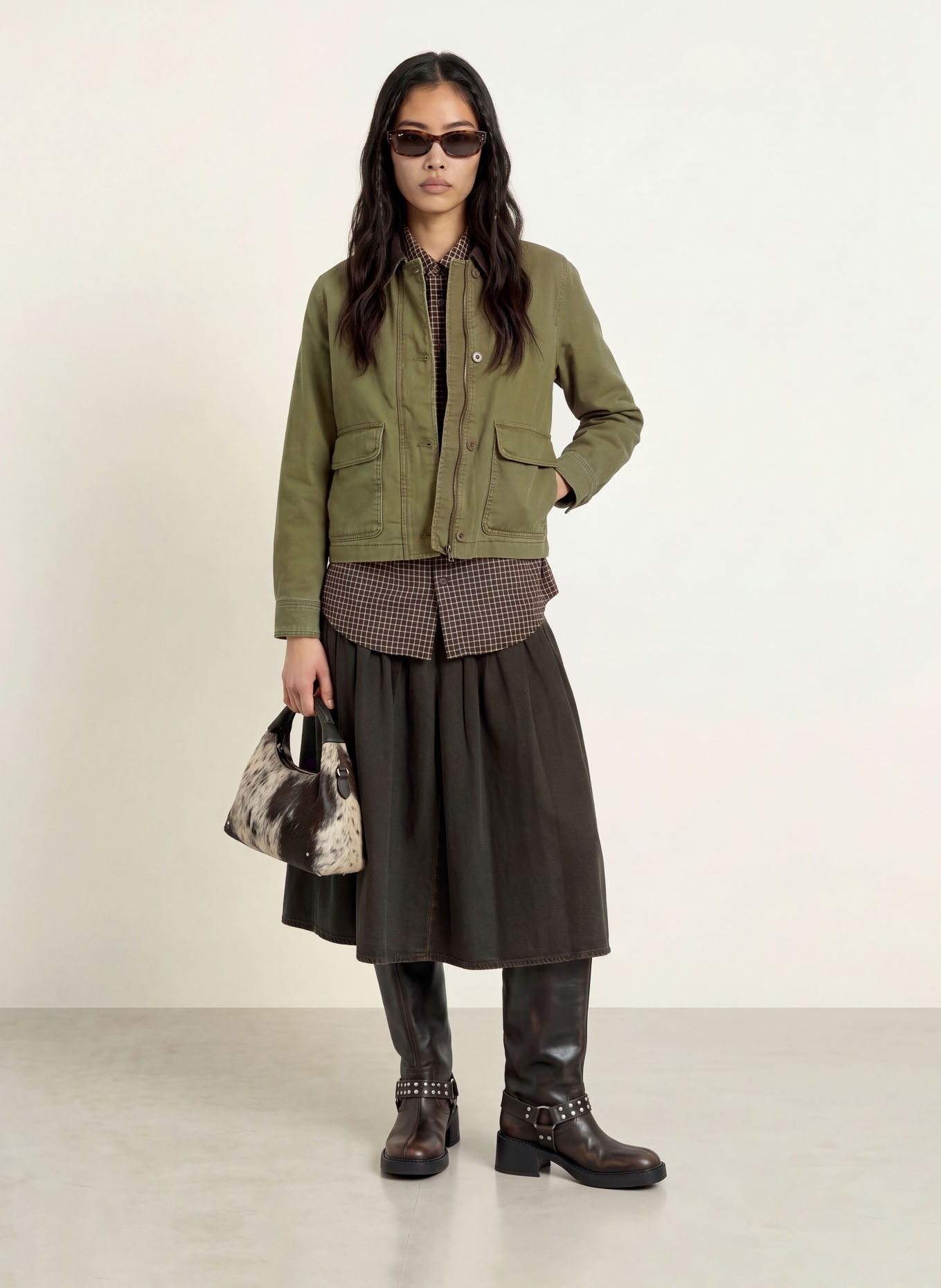 Levi's® Surveste BREE CROPPED CHORE: OLIVE / MARRON FONCÉ
