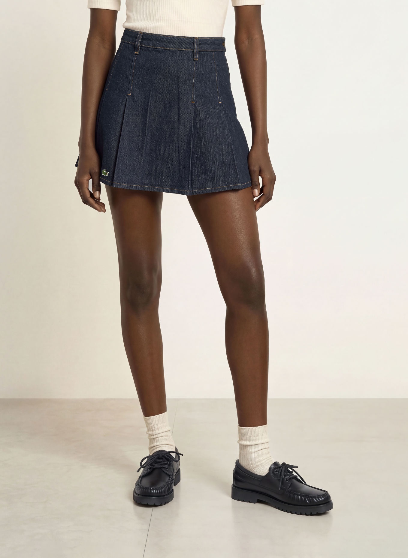 LACOSTE Denim skirt: DARK BLUE