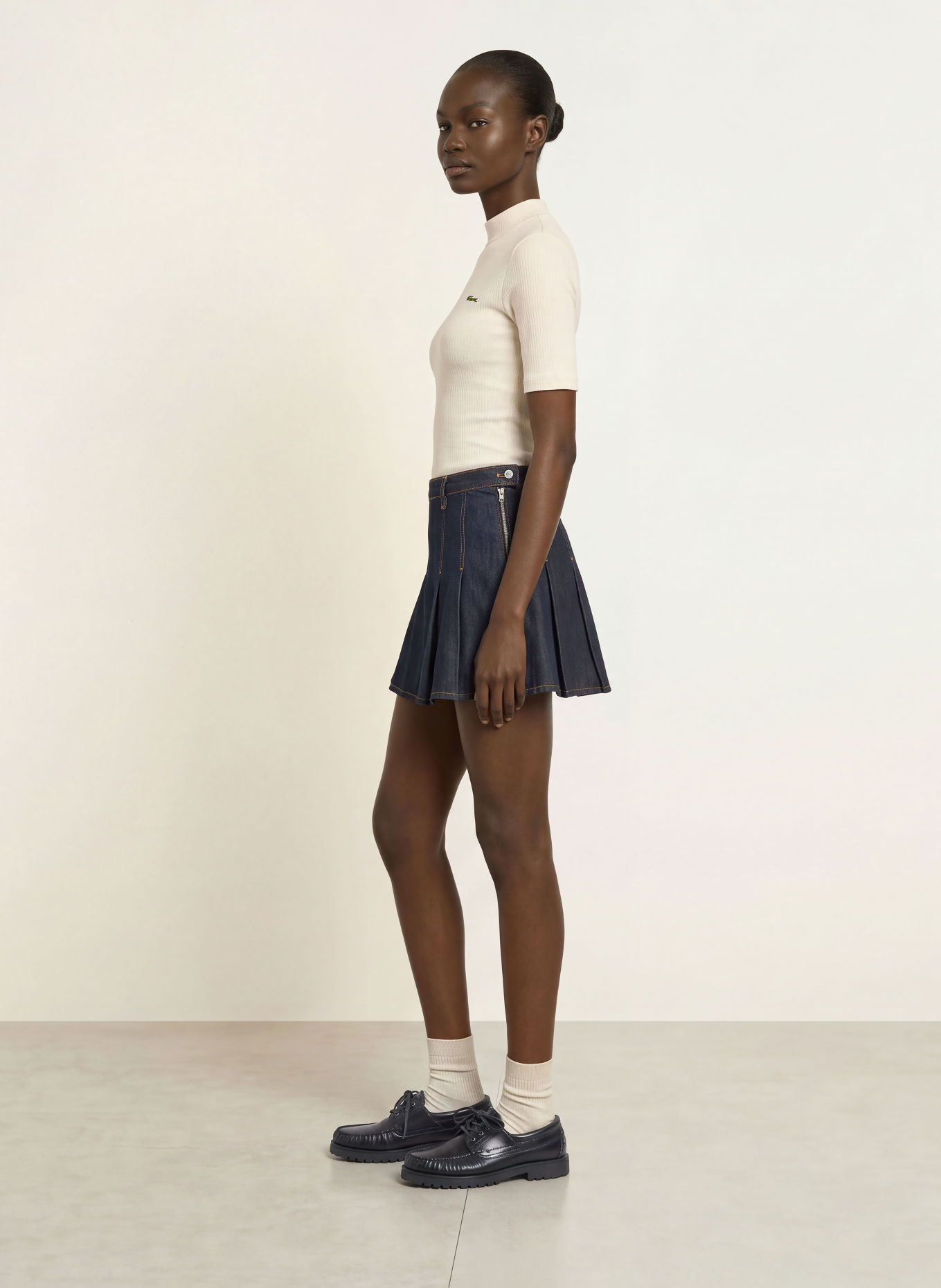 LACOSTE Denim skirt: DARK BLUE