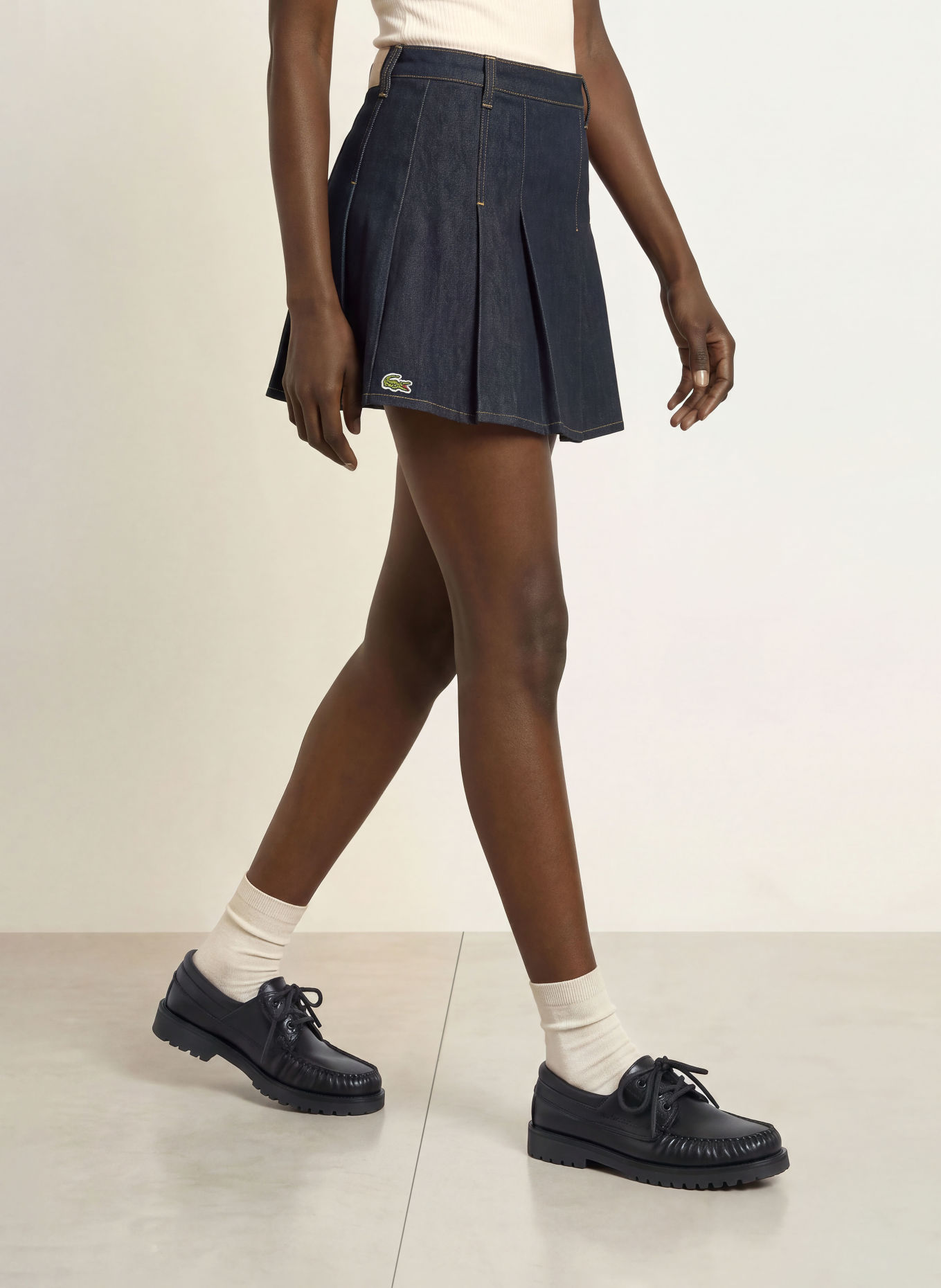 LACOSTE Denim skirt: DARK BLUE