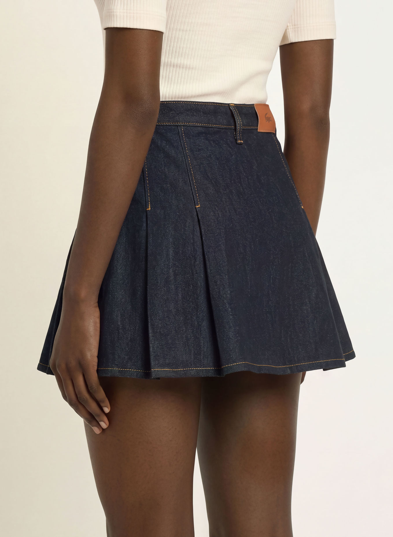LACOSTE Denim skirt: DARK BLUE