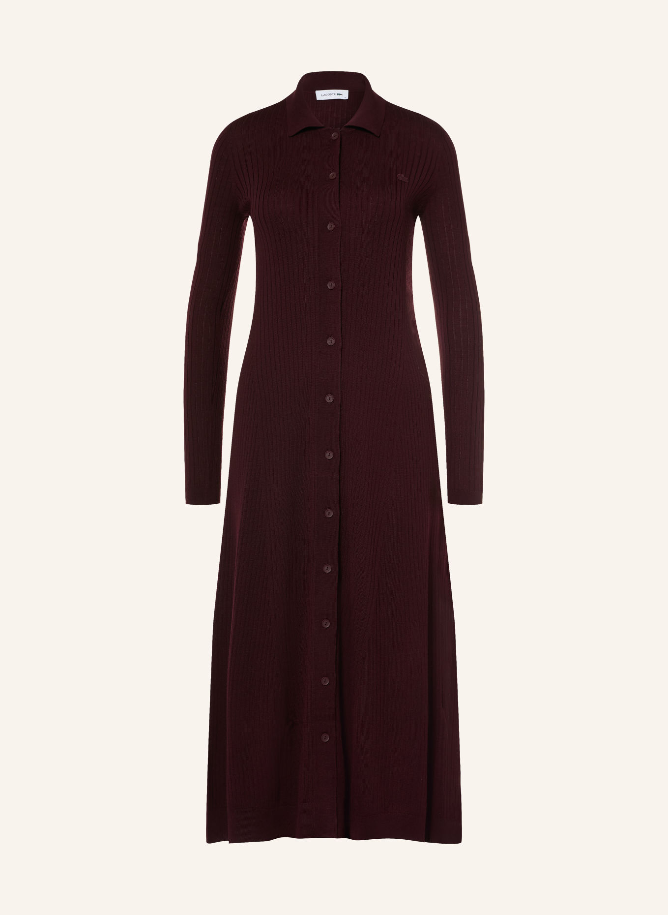 LACOSTE Gebreide Polojurk: DONKERROOD