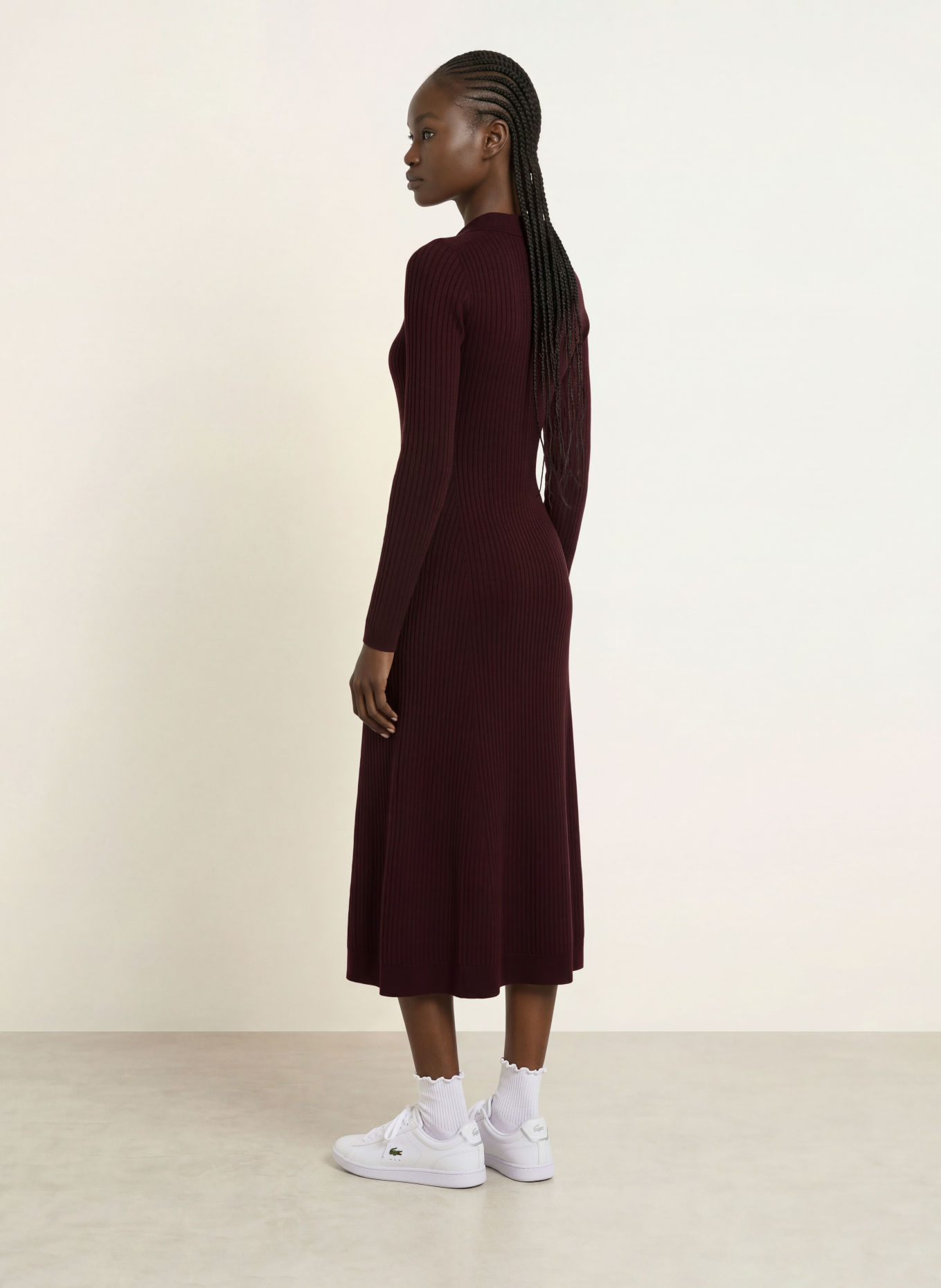 LACOSTE Gebreide Polojurk: DONKERROOD