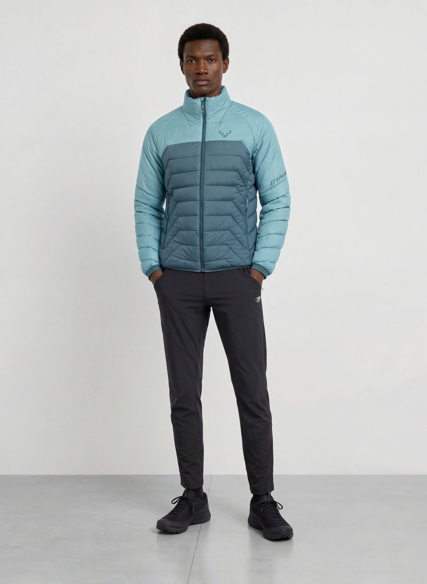DYNAFIT RADICAL Quilted Jacket: LIGHT BLUE / TEAL
