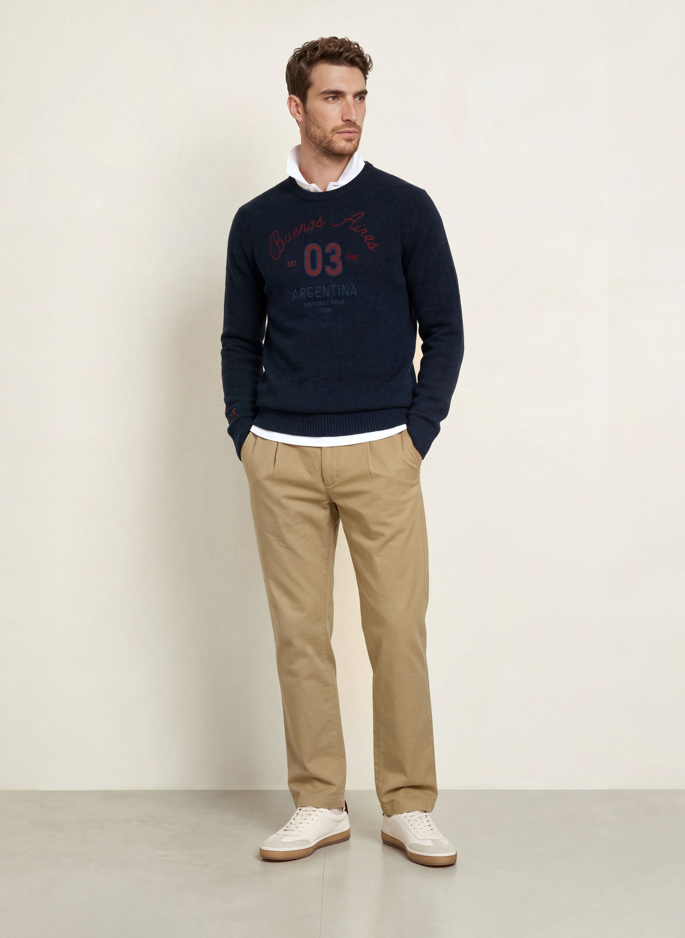 LA MARTINA Sweater: DARK BLUE / DARK RED / LIGHT BLUE