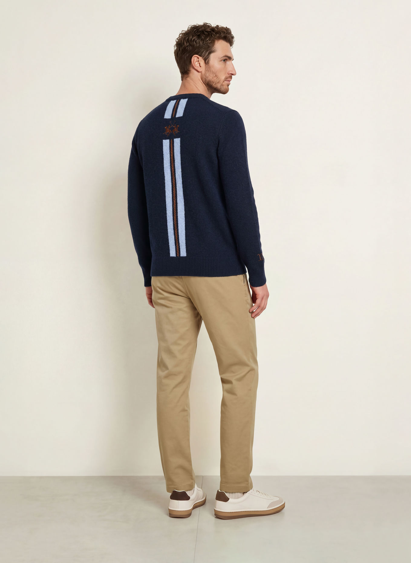 LA MARTINA Sweater: DARK BLUE / DARK RED / LIGHT BLUE