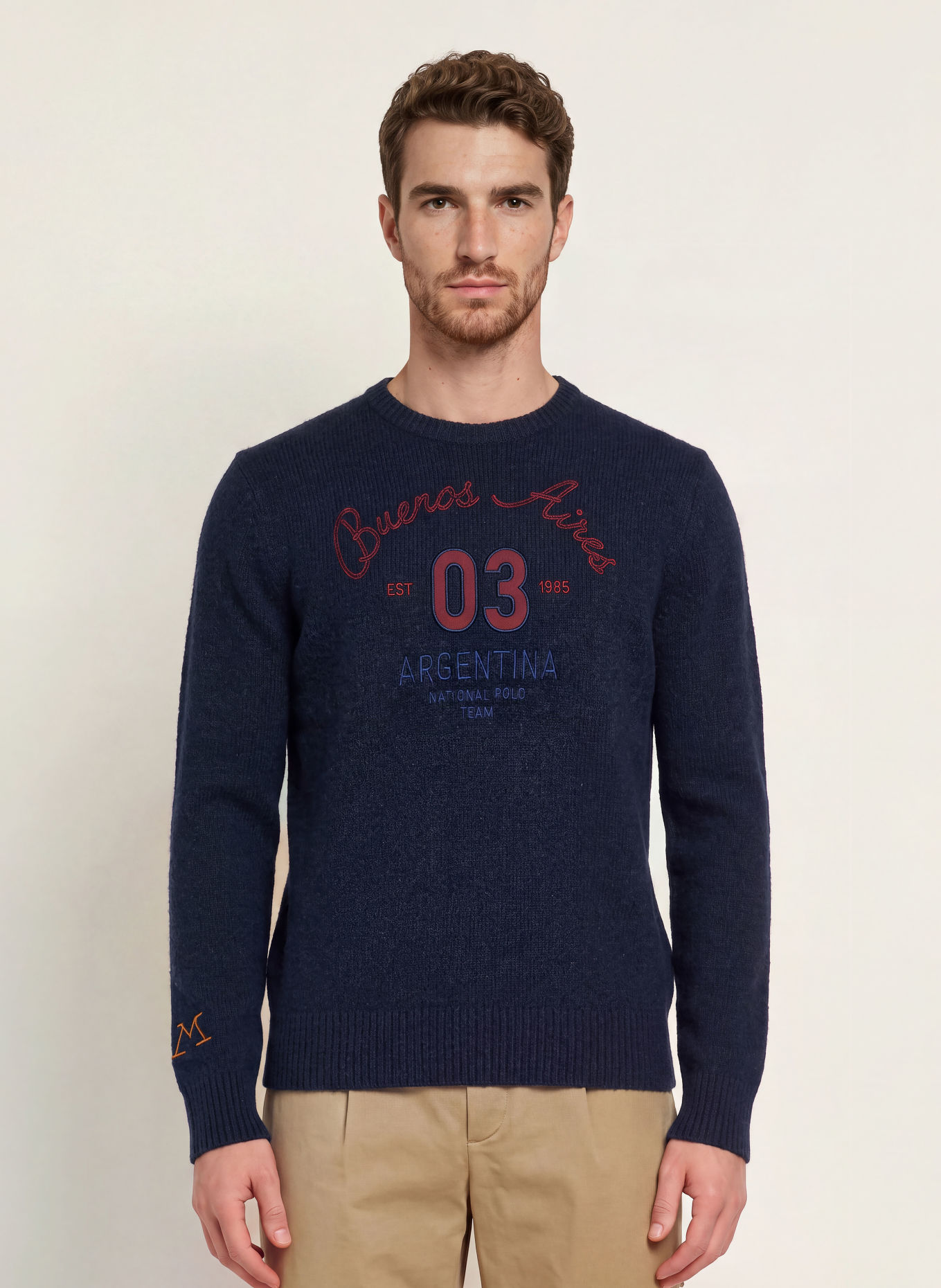 LA MARTINA Sweater: DARK BLUE / DARK RED / LIGHT BLUE