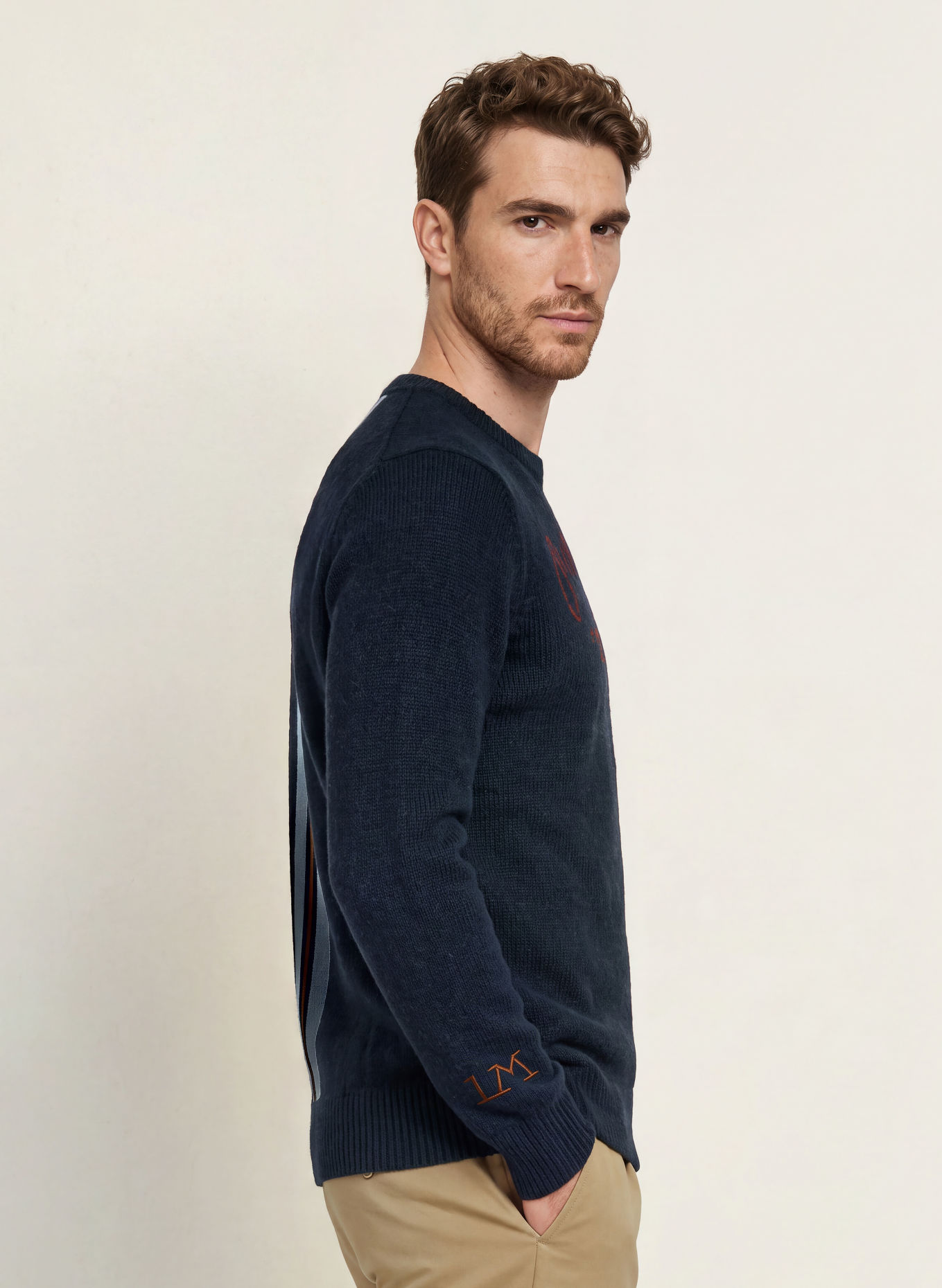 LA MARTINA Sweater: DARK BLUE / DARK RED / LIGHT BLUE