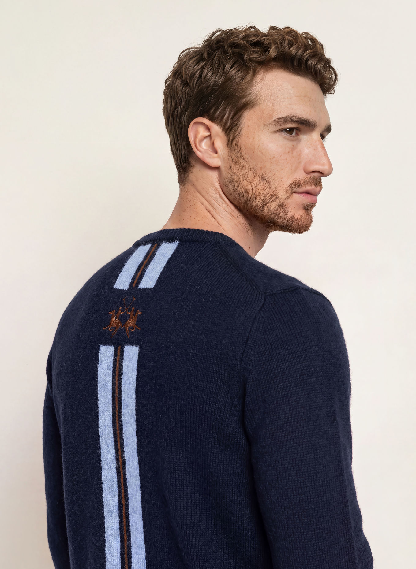 LA MARTINA Sweater: DARK BLUE / DARK RED / LIGHT BLUE