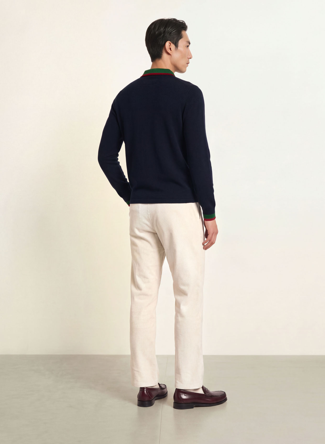 LA MARTINA Strick-Poloshirt mit Merinowolle: DUNKELBLAU / DUNKELROT / GRÜN