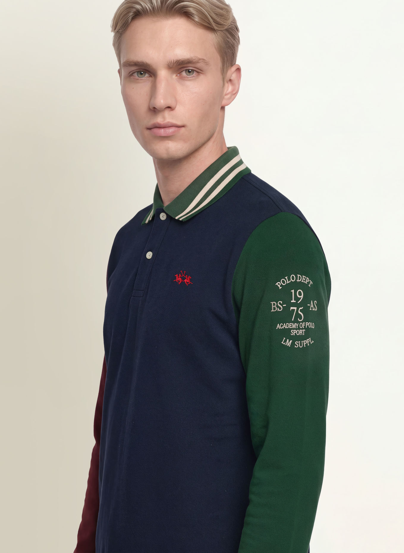 LA MARTINA Piqué-Poloshirt: DUNKELBLAU / DUNKELROT / DUNKELGRÜN