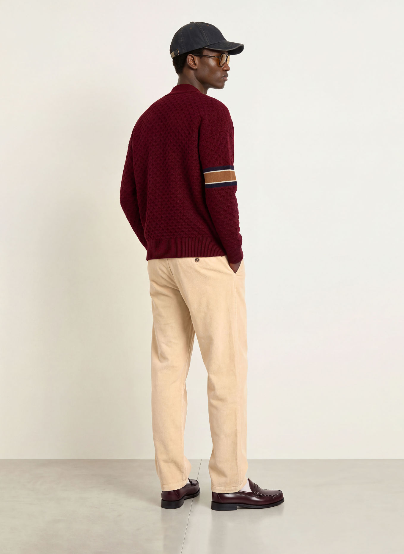 LA MARTINA Cardigan: DARK RED / BEIGE / DARK BLUE