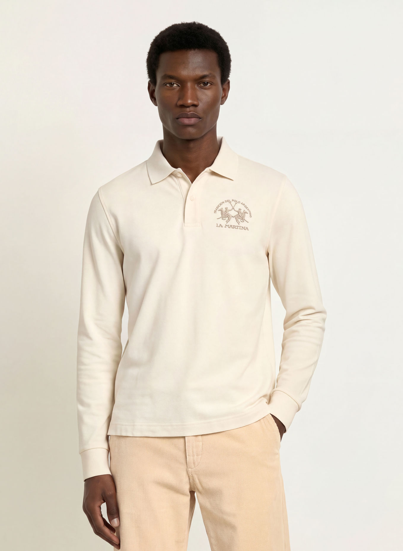 LA MARTINA Piqué-Poloshirt: ECRU / GRAU