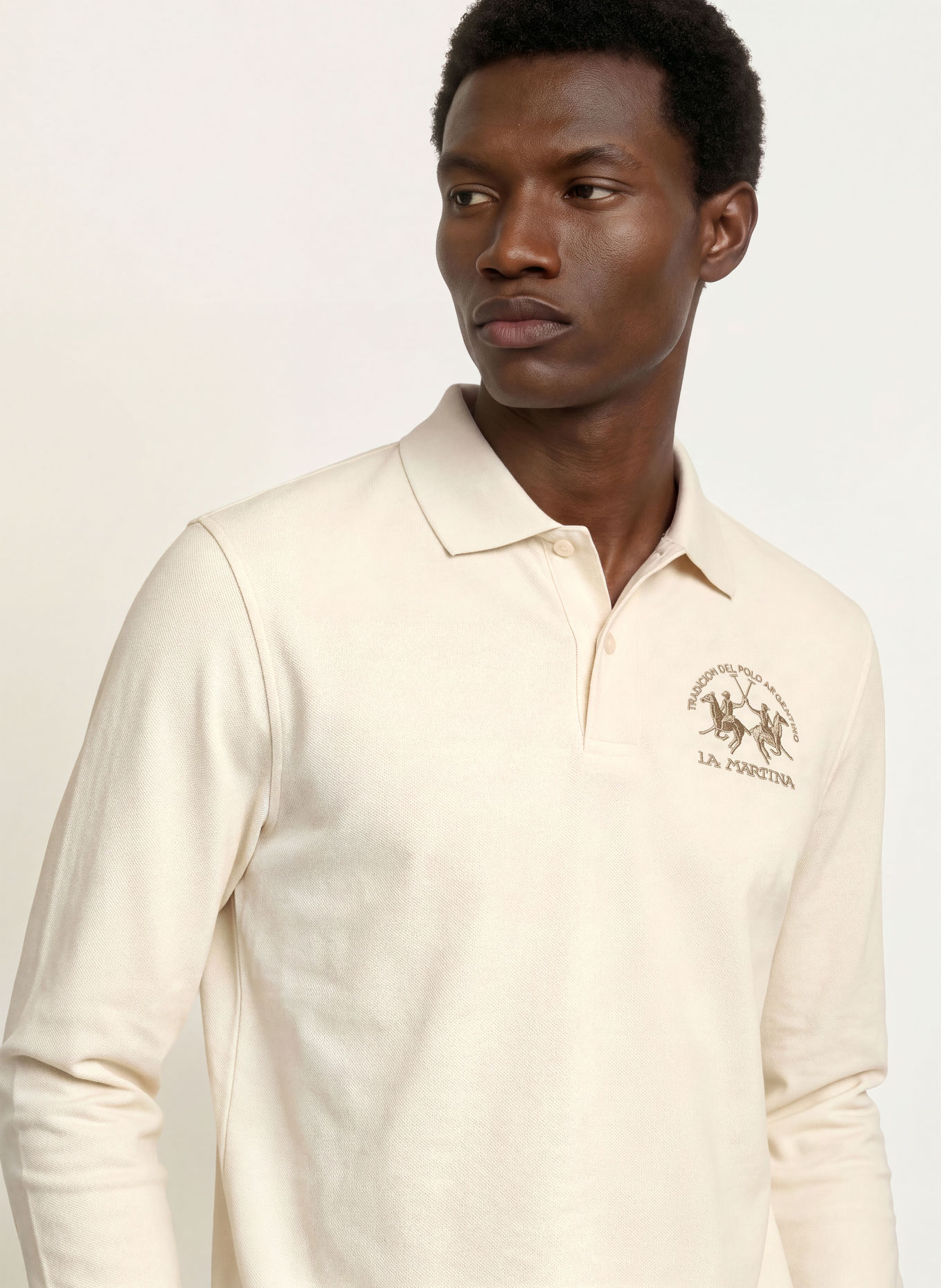 LA MARTINA Piqué-Poloshirt: ECRU / GRAU