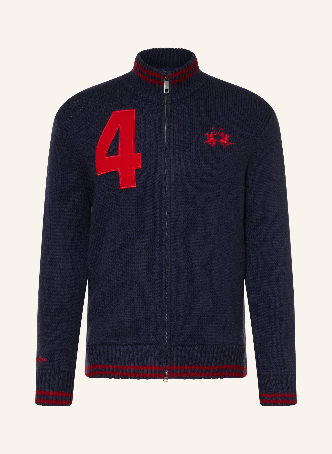 LA MARTINA Strickjacke: DUNKELBLAU / ROT