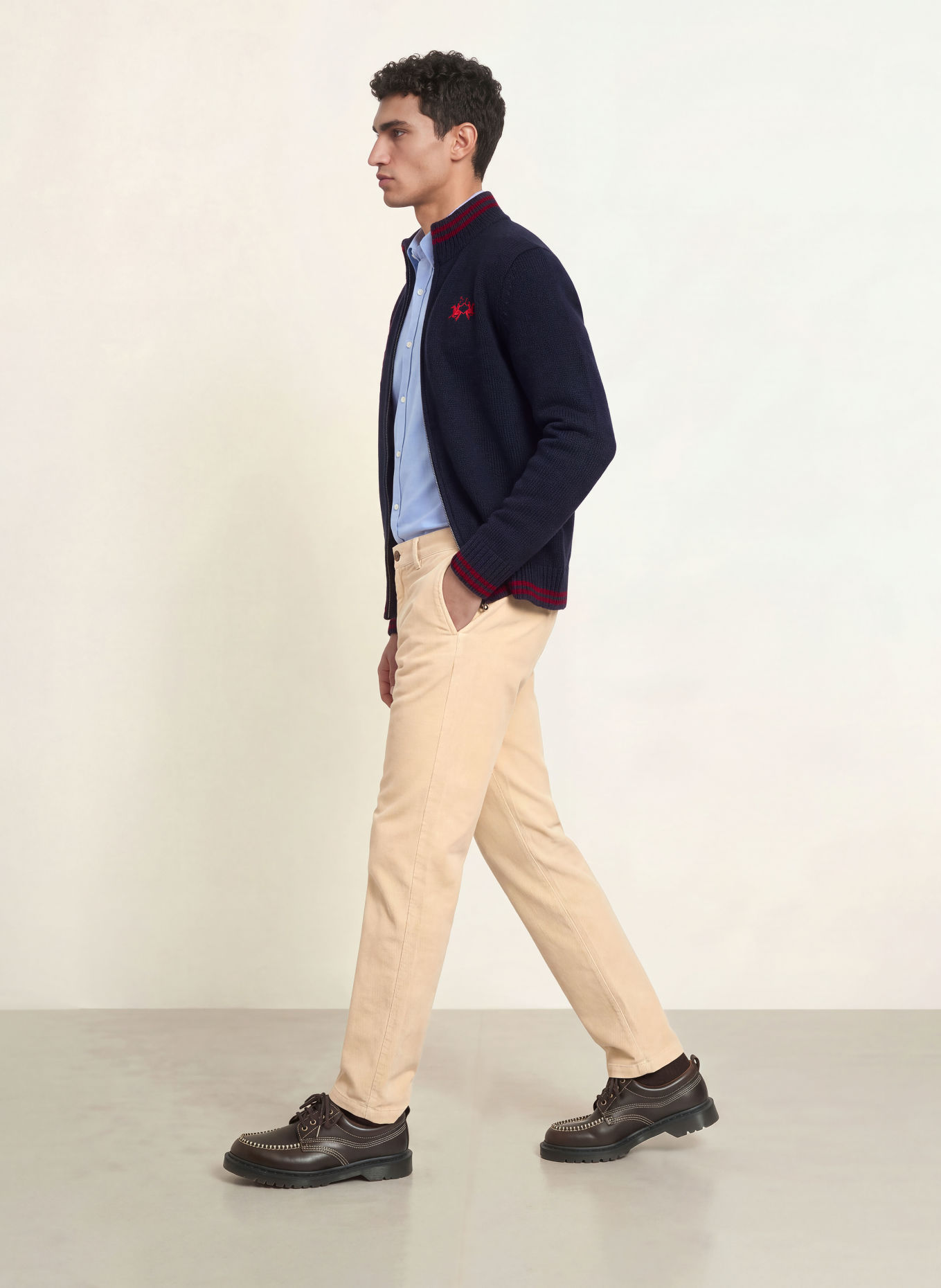LA MARTINA Strickjacke: DUNKELBLAU / ROT