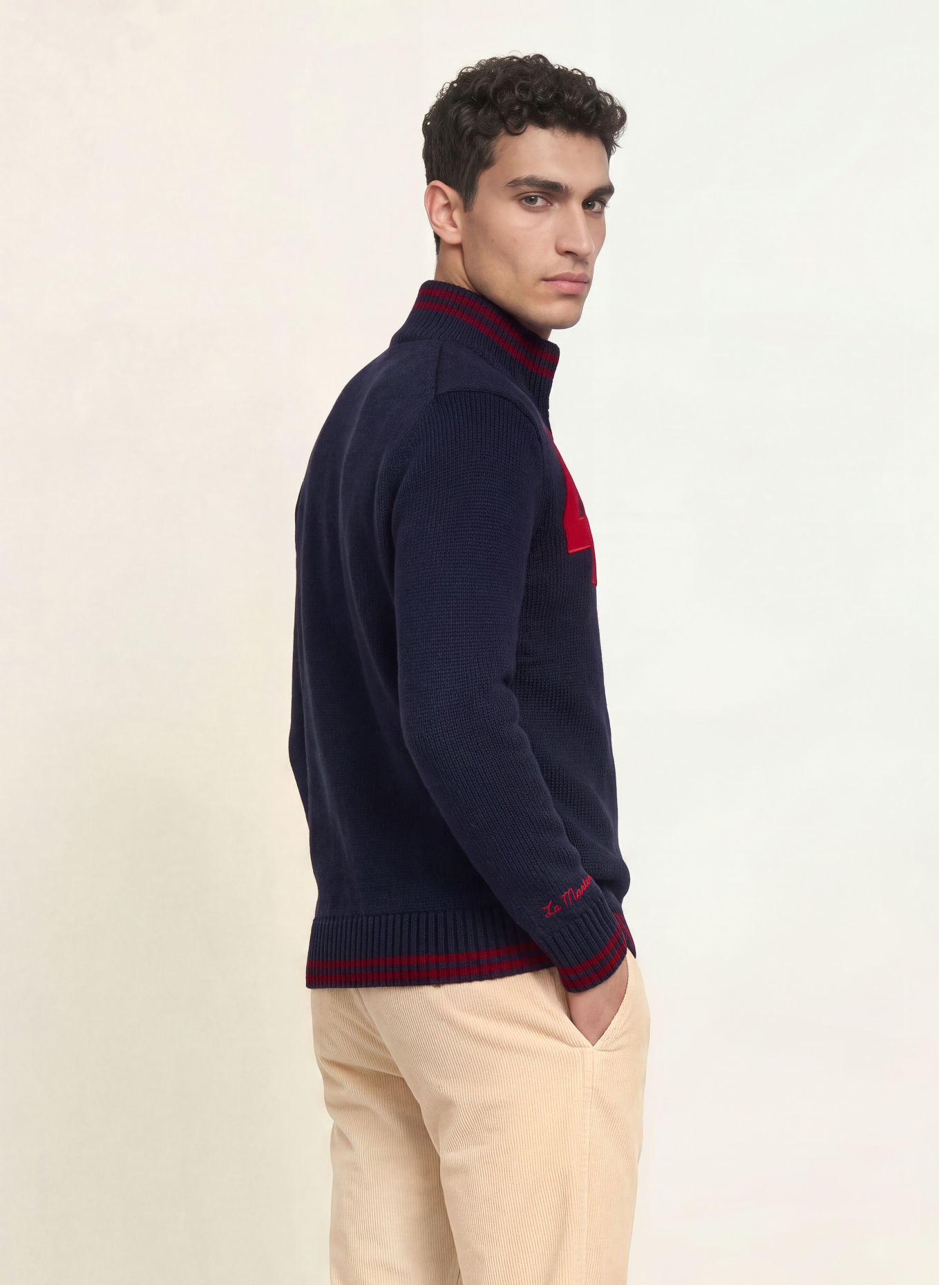 LA MARTINA Strickjacke: DUNKELBLAU / ROT