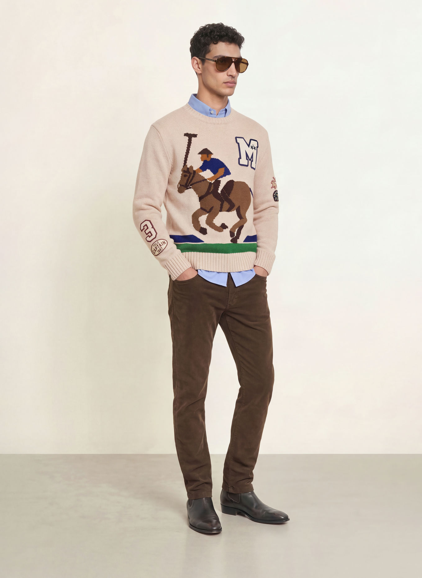 LA MARTINA Sweater: BEIGE / BROWN / GREEN