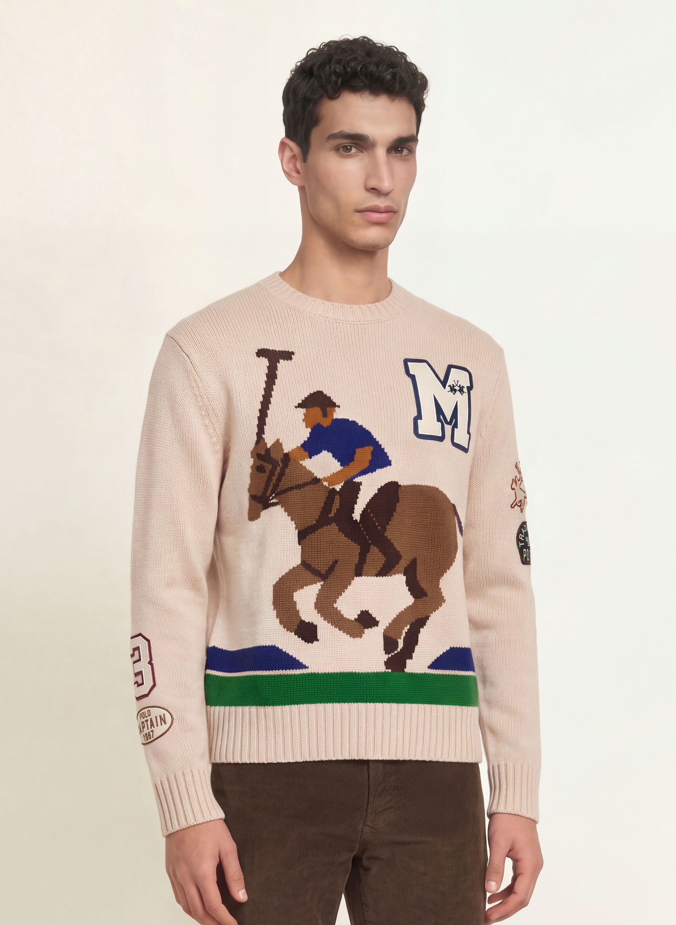LA MARTINA Sweater: BEIGE / BROWN / GREEN
