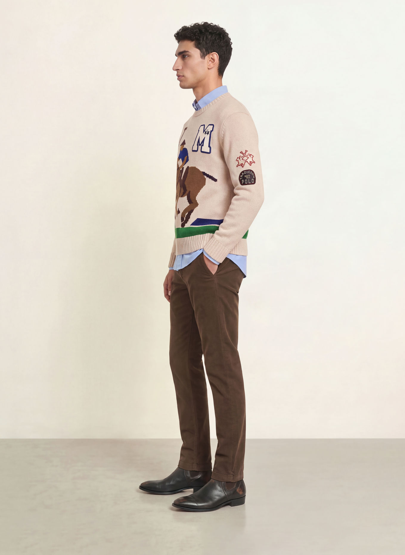 LA MARTINA Sweater: BEIGE / BROWN / GREEN