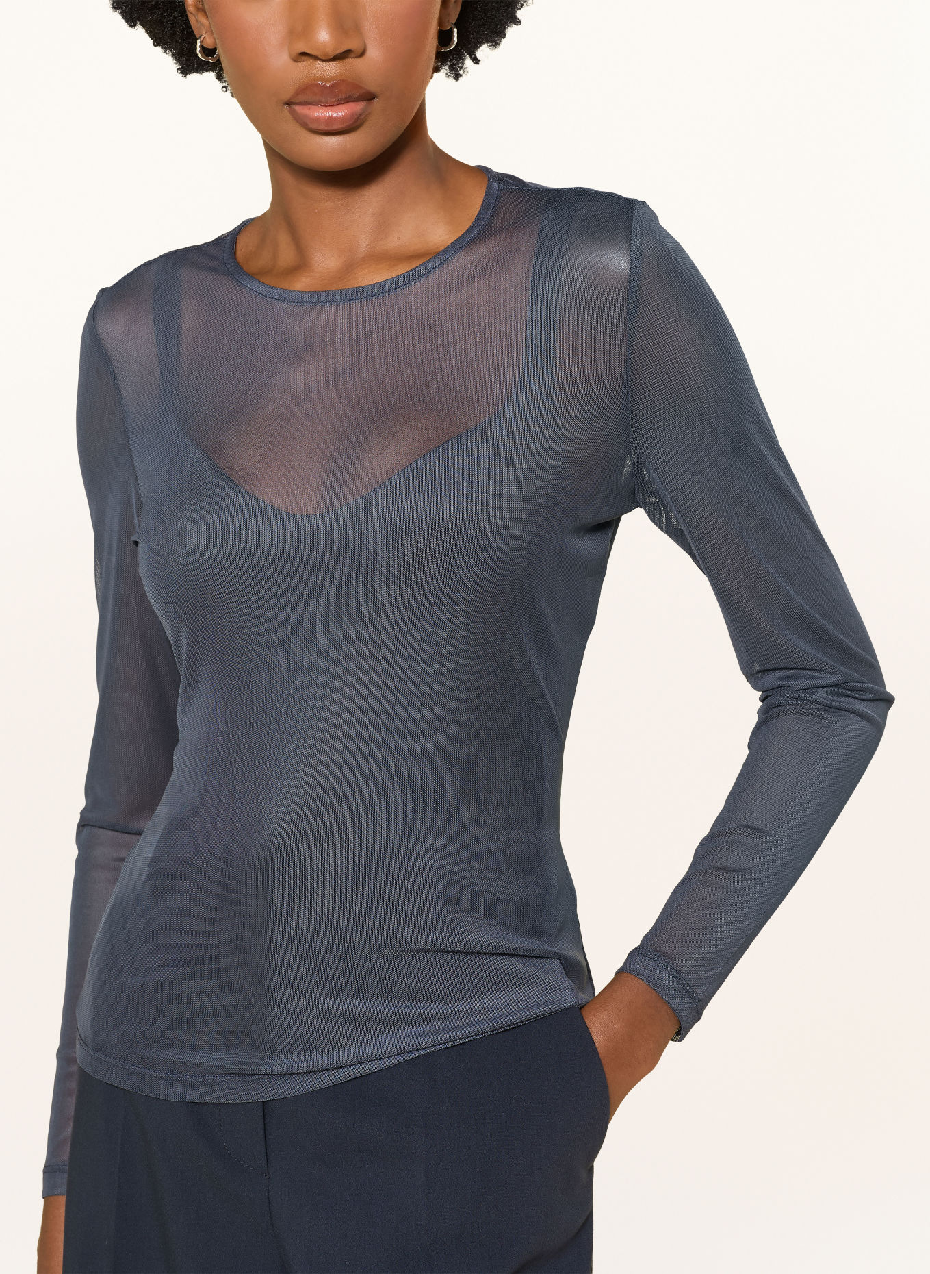 MSCH COPENHAGEN Longsleeve MSCHJANIE ILLENORA van mesh: BLAUWGRIJS