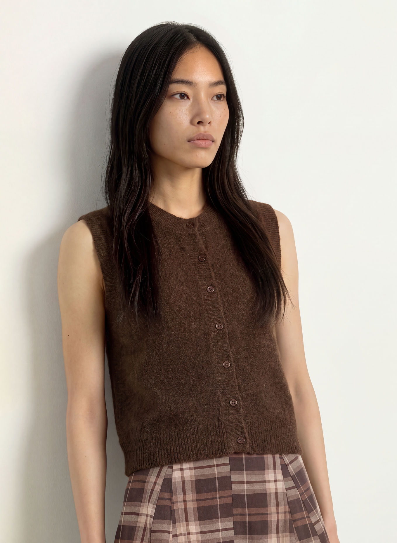 MSCH COPENHAGEN MSCHBONDIE Knit Vest: DARK BROWN