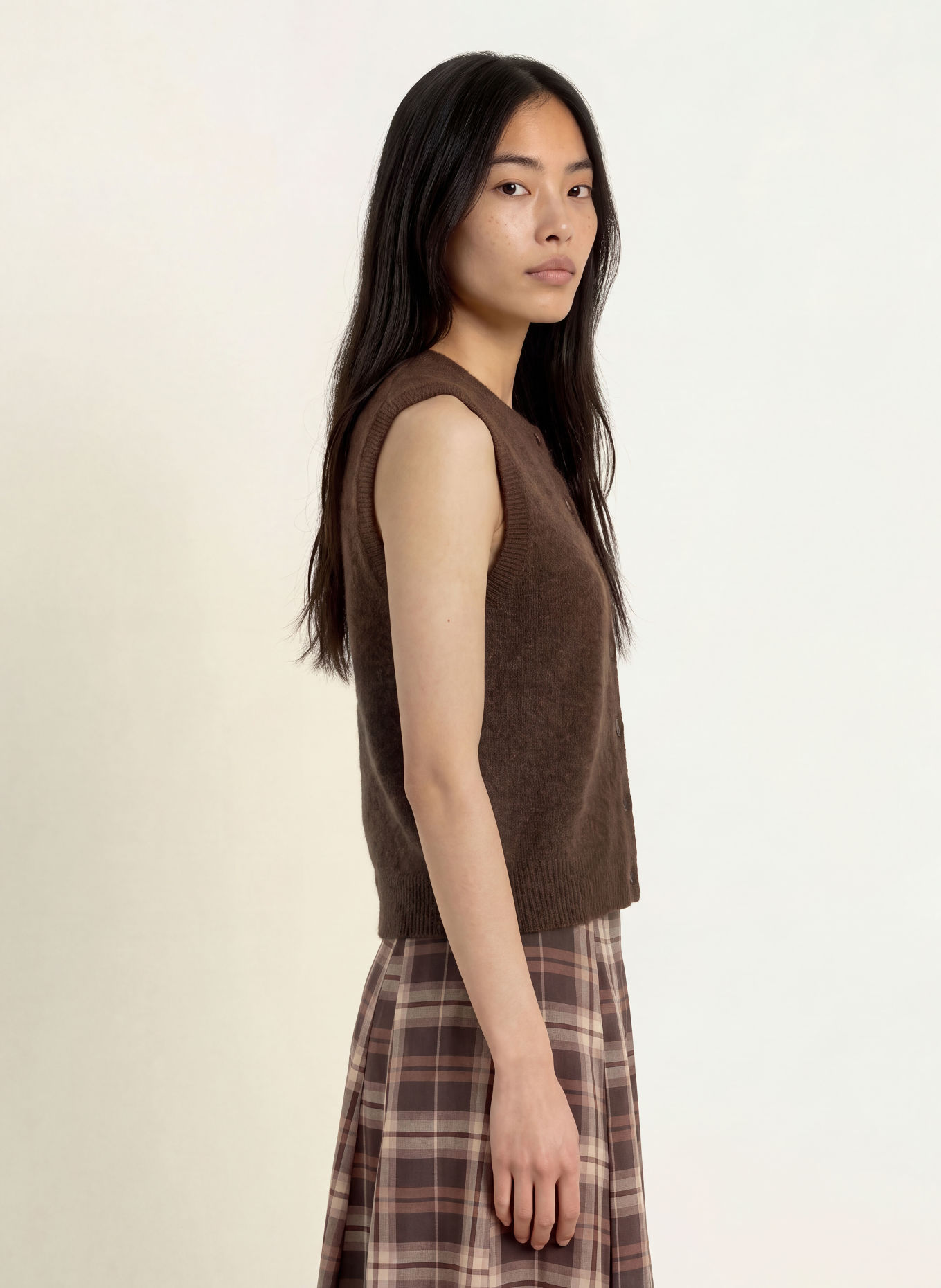 MSCH COPENHAGEN MSCHBONDIE Knit Vest: DARK BROWN