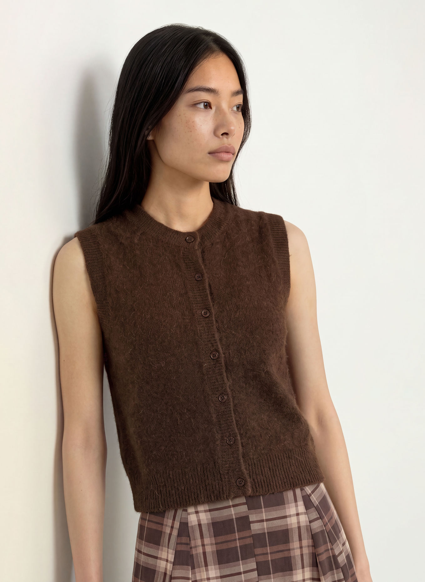 MSCH COPENHAGEN MSCHBONDIE Knit Vest: DARK BROWN