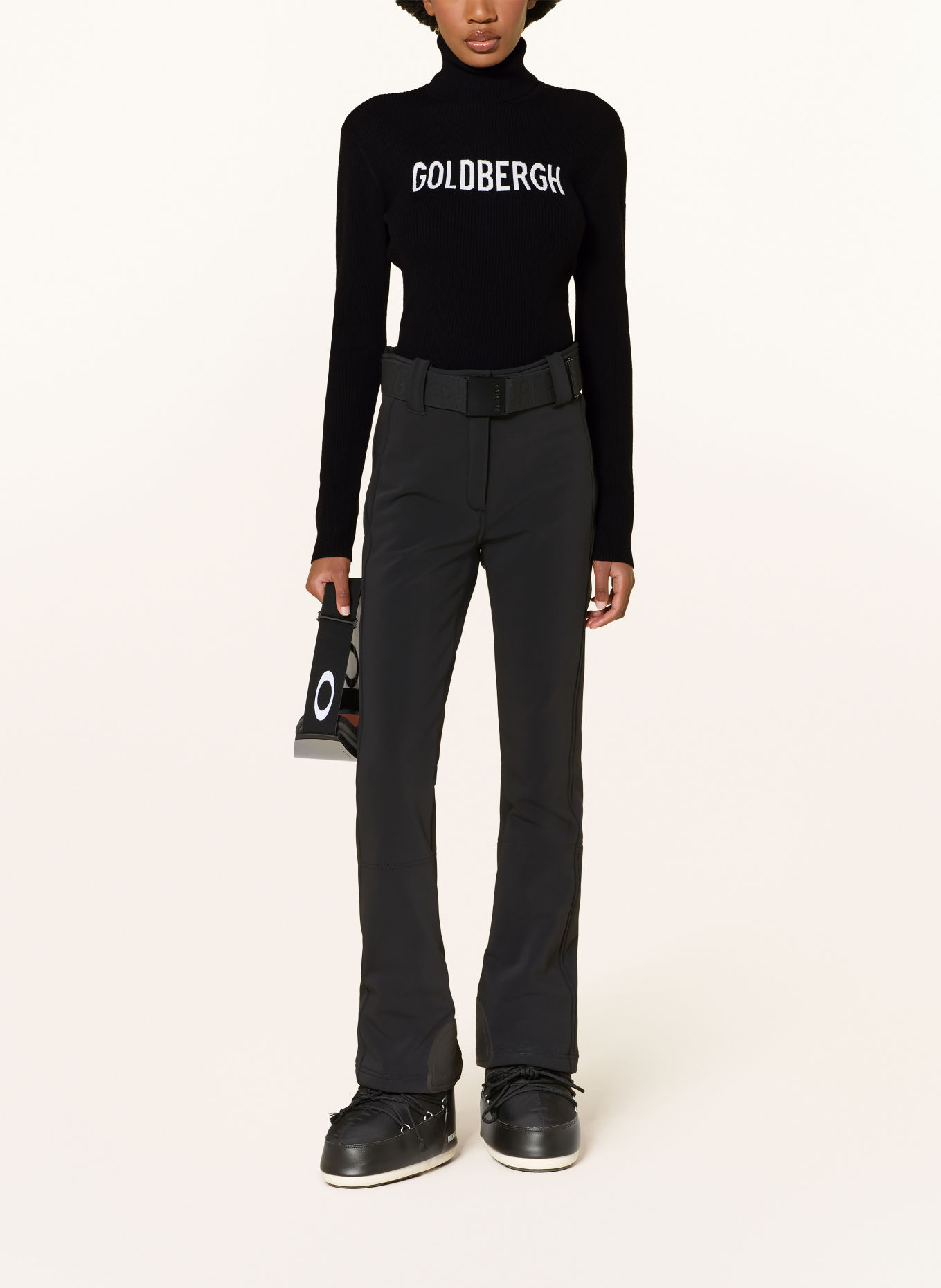 GOLDBERGH FIRA turtleneck sweater with merino wool: BLACK / WHITE
