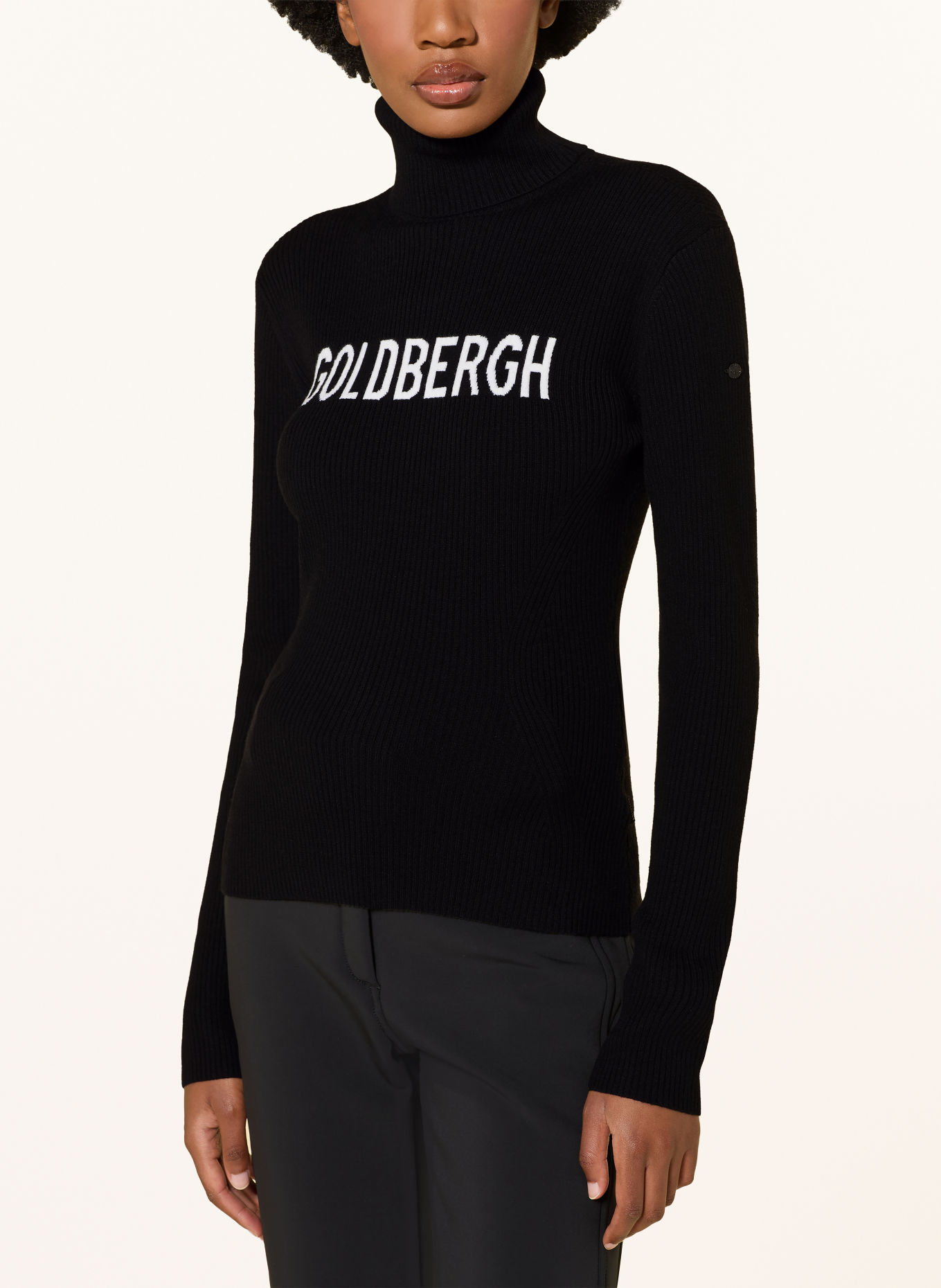 GOLDBERGH FIRA turtleneck sweater with merino wool: BLACK / WHITE
