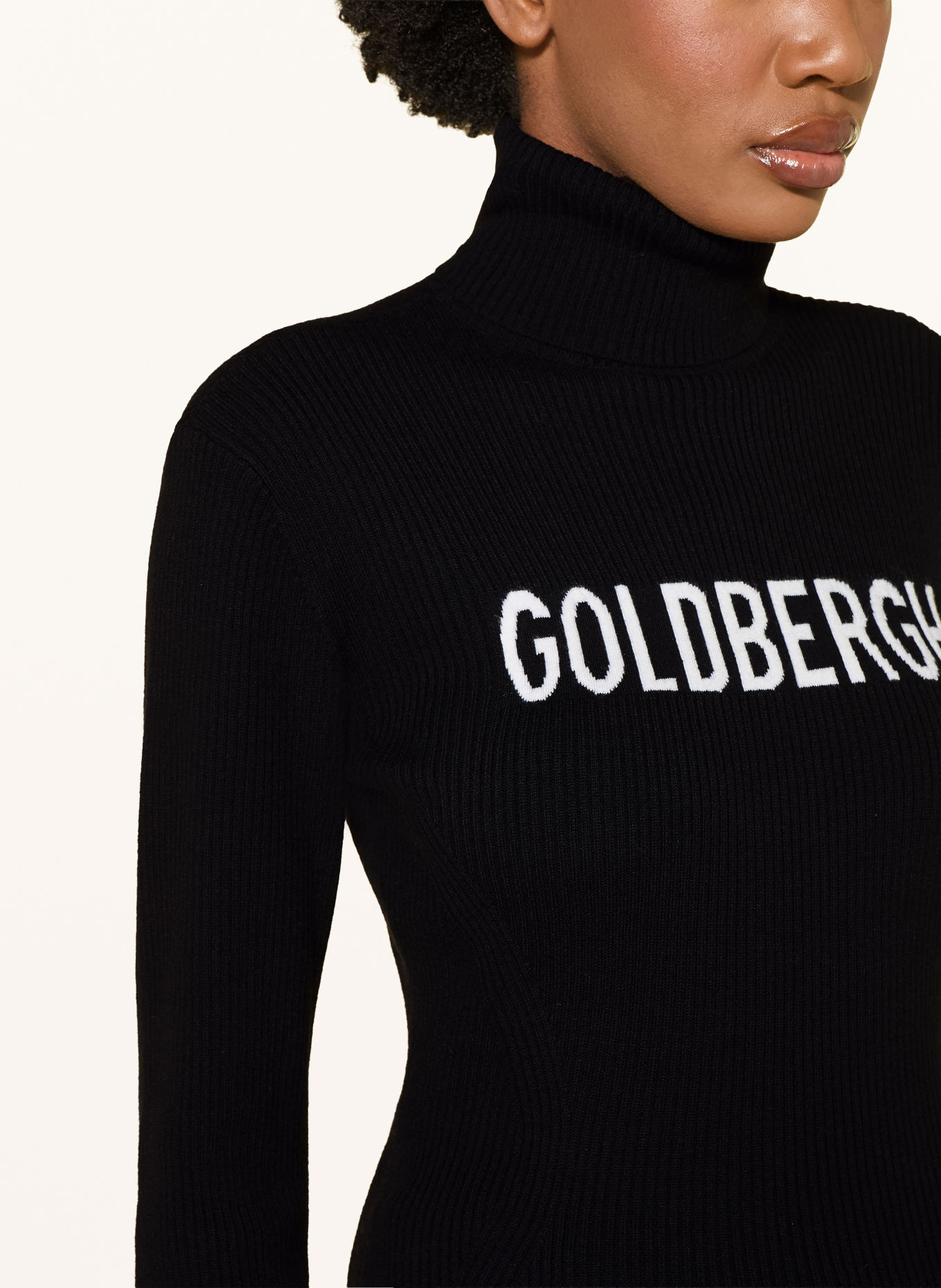 GOLDBERGH FIRA turtleneck sweater with merino wool: BLACK / WHITE