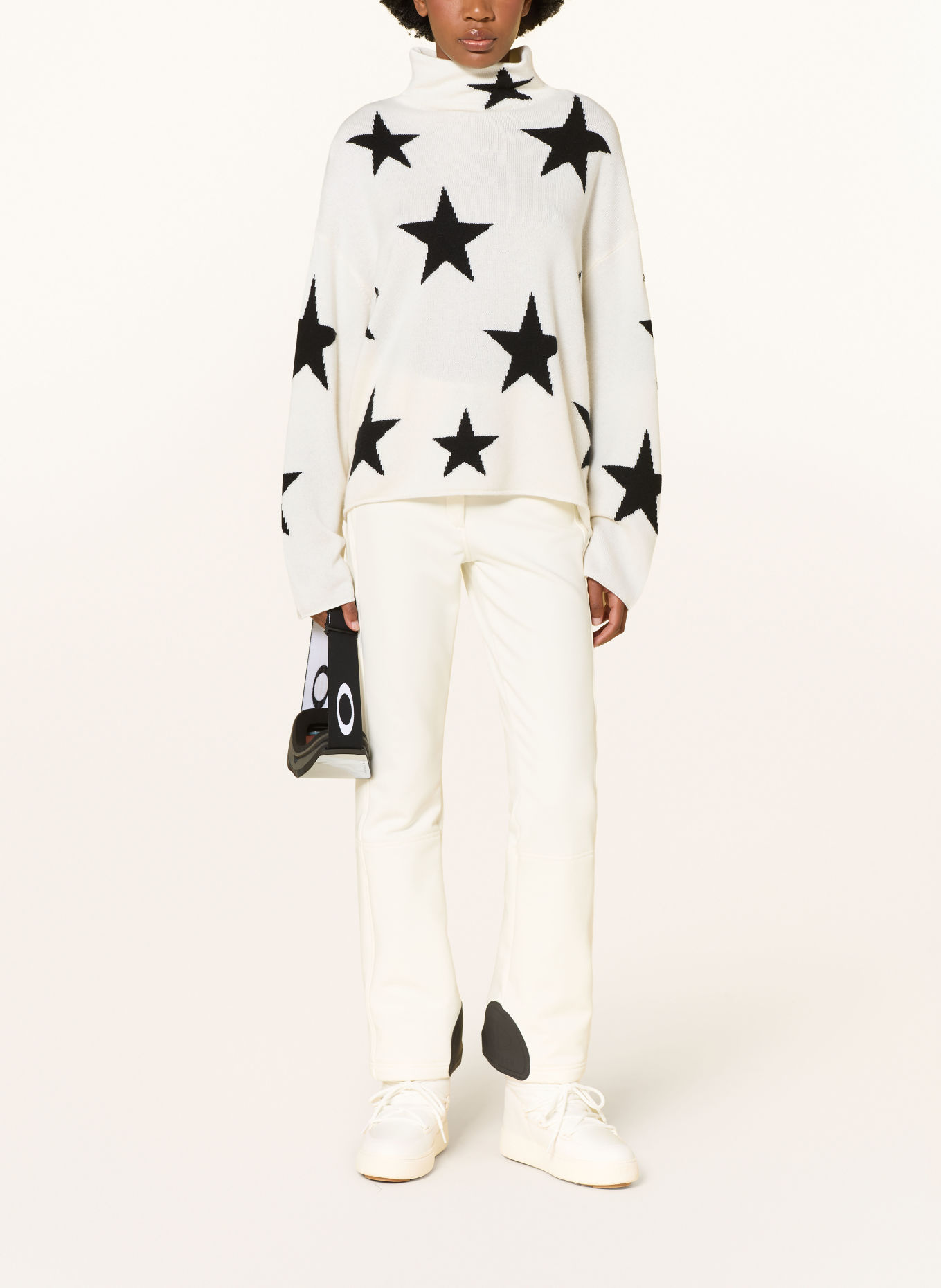 GOLDBERGH SERA Sweater with Merino Wool: WHITE / BLACK