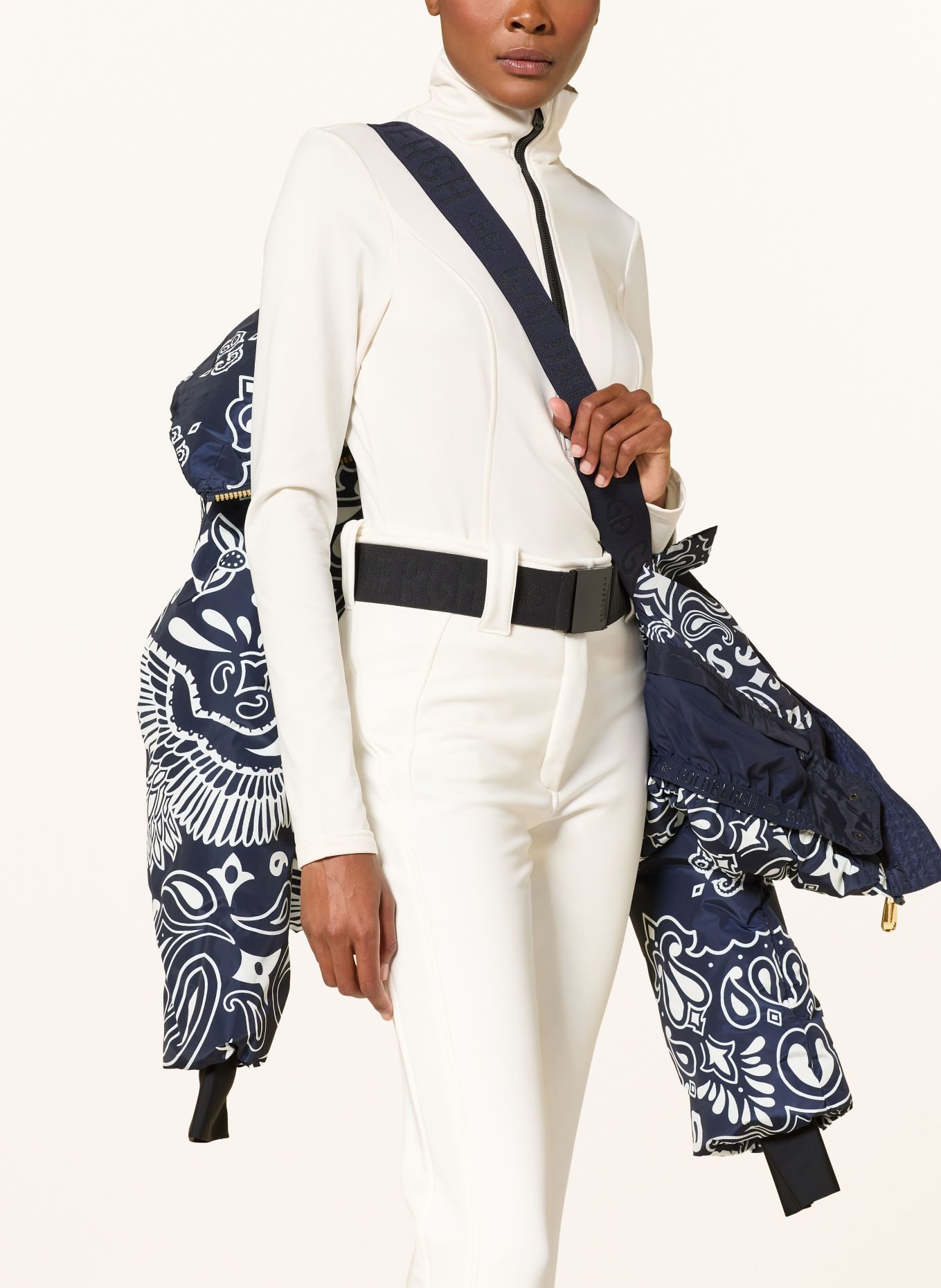 GOLDBERGH KYOKI Down ski jacket: DARK BLUE / WHITE