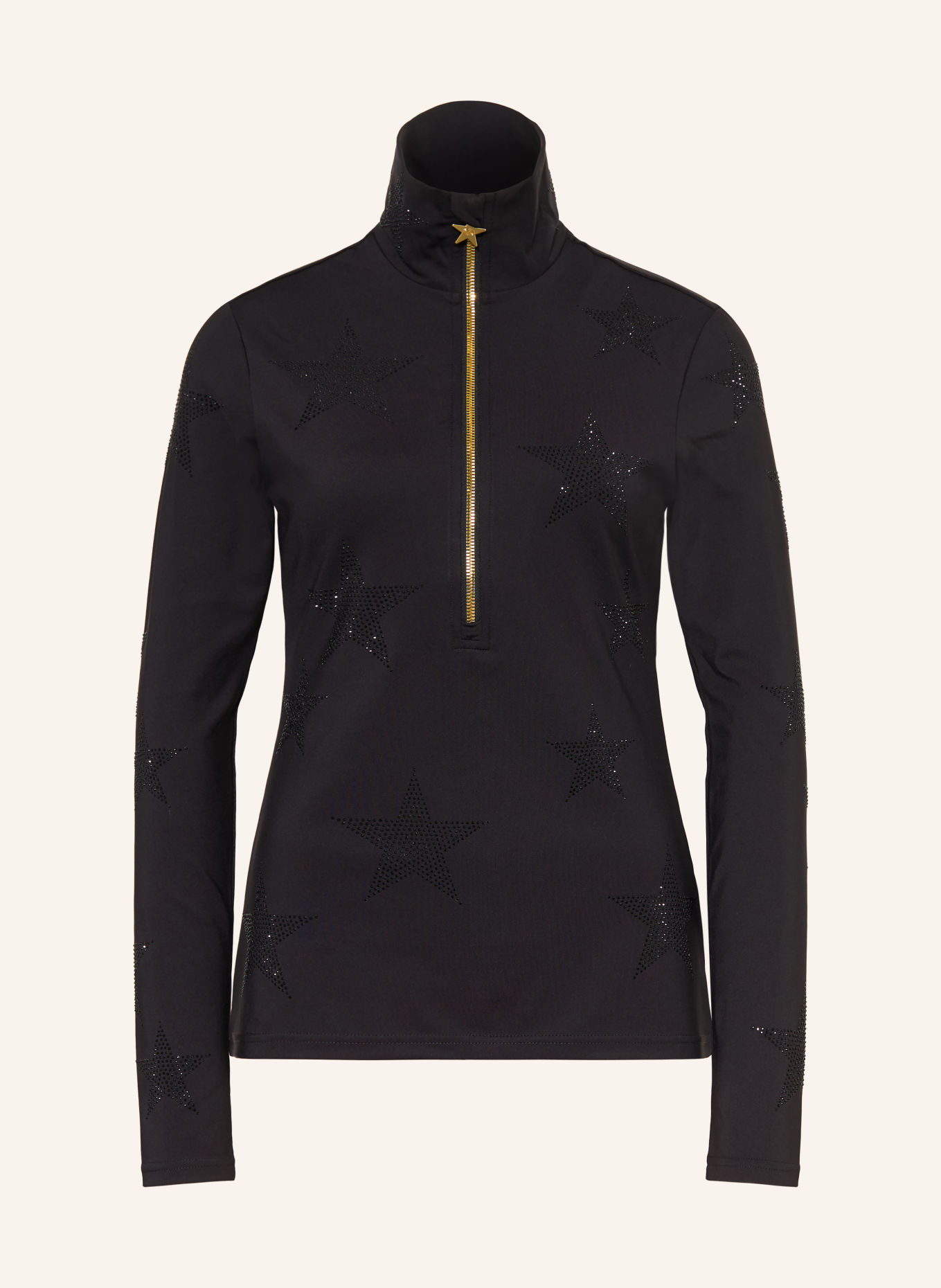 GOLDBERGH Midlayer YURA mit Schmucksteinen: SCHWARZ
