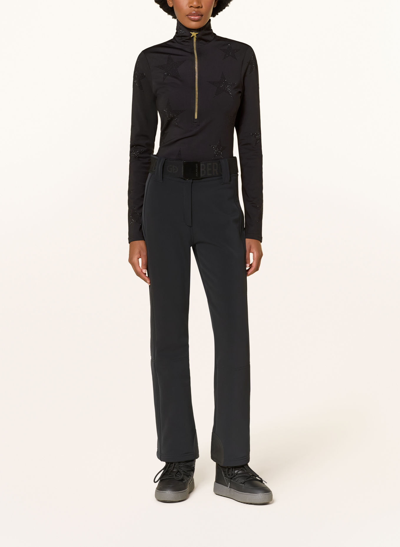 GOLDBERGH Midlayer YURA mit Schmucksteinen: SCHWARZ