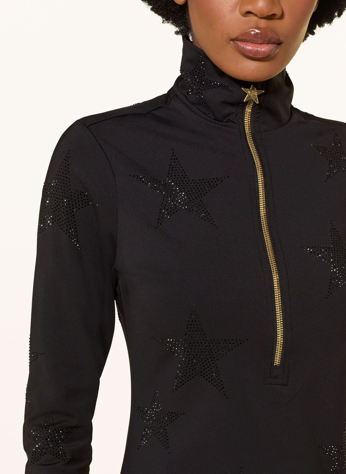 GOLDBERGH Midlayer YURA mit Schmucksteinen: SCHWARZ