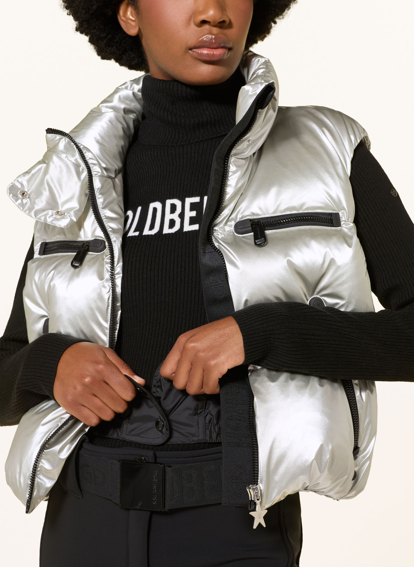 GOLDBERGH ÉCLAT donzen skibodywarmer: ZILVER