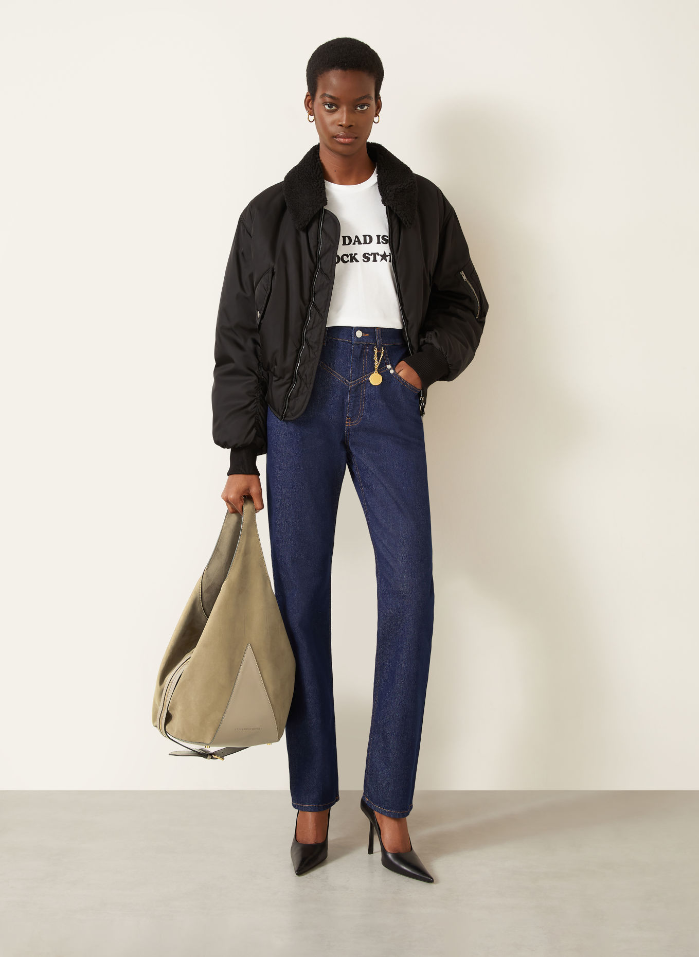 STELLA McCARTNEY APPALOOSA MEDIUM Shoulder bag: KHAKI / GOLD